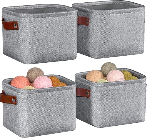 Miniatura 9 de Kntiwiwo Canastas de almacenamiento de tela pequeñas, 15 x 6 x 5 pulgadas canastas de almacenamiento estrechas, paquete de 4 canastas de
