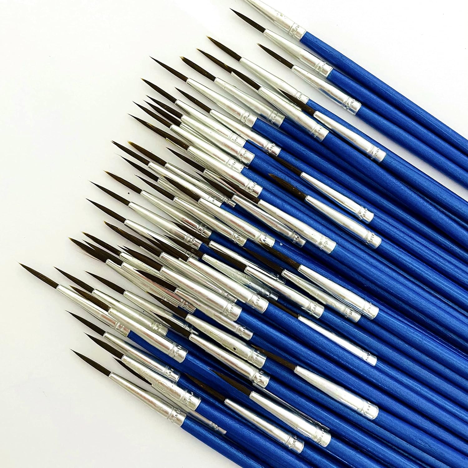 60 Pack Pointed Round Painting Brush,Hand Made Thread Drawing Brush,Detail,Nail Brushes for Detail and Miniature Drawing,Painting,Coloring by Acrylic, Oil and Watercolor (L(#000))