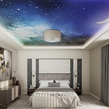 Infinite Galaxy Ceiling Decor Film - PVC Stretch Ceiling Background- Room Covering Kit, DIY Installation for Modern over Design Film Size 33 * 67