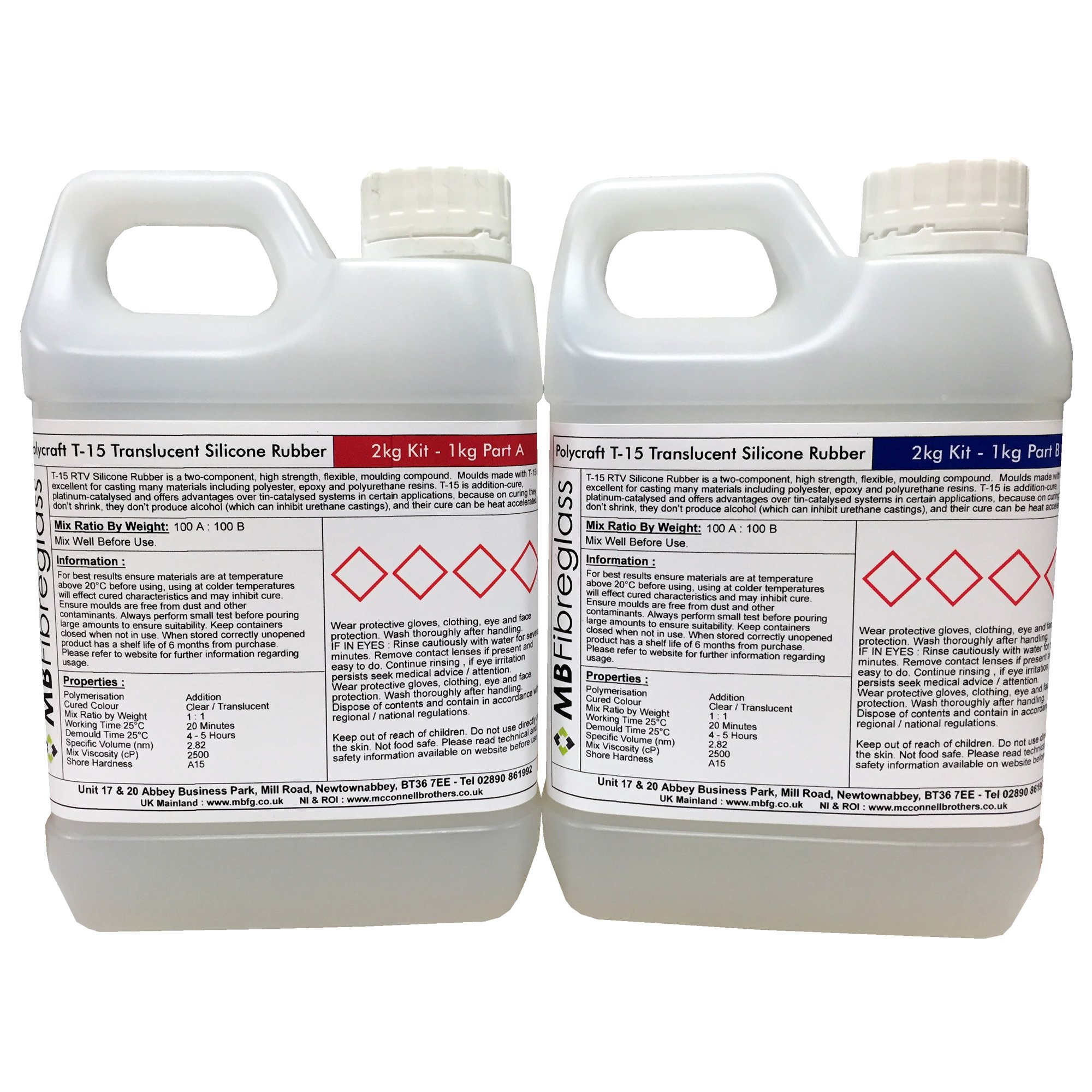 Polycraft T15 Translucent Clear RTV Addition Cure Silicone Rubber Shore A15-2kg Kit (T-15)