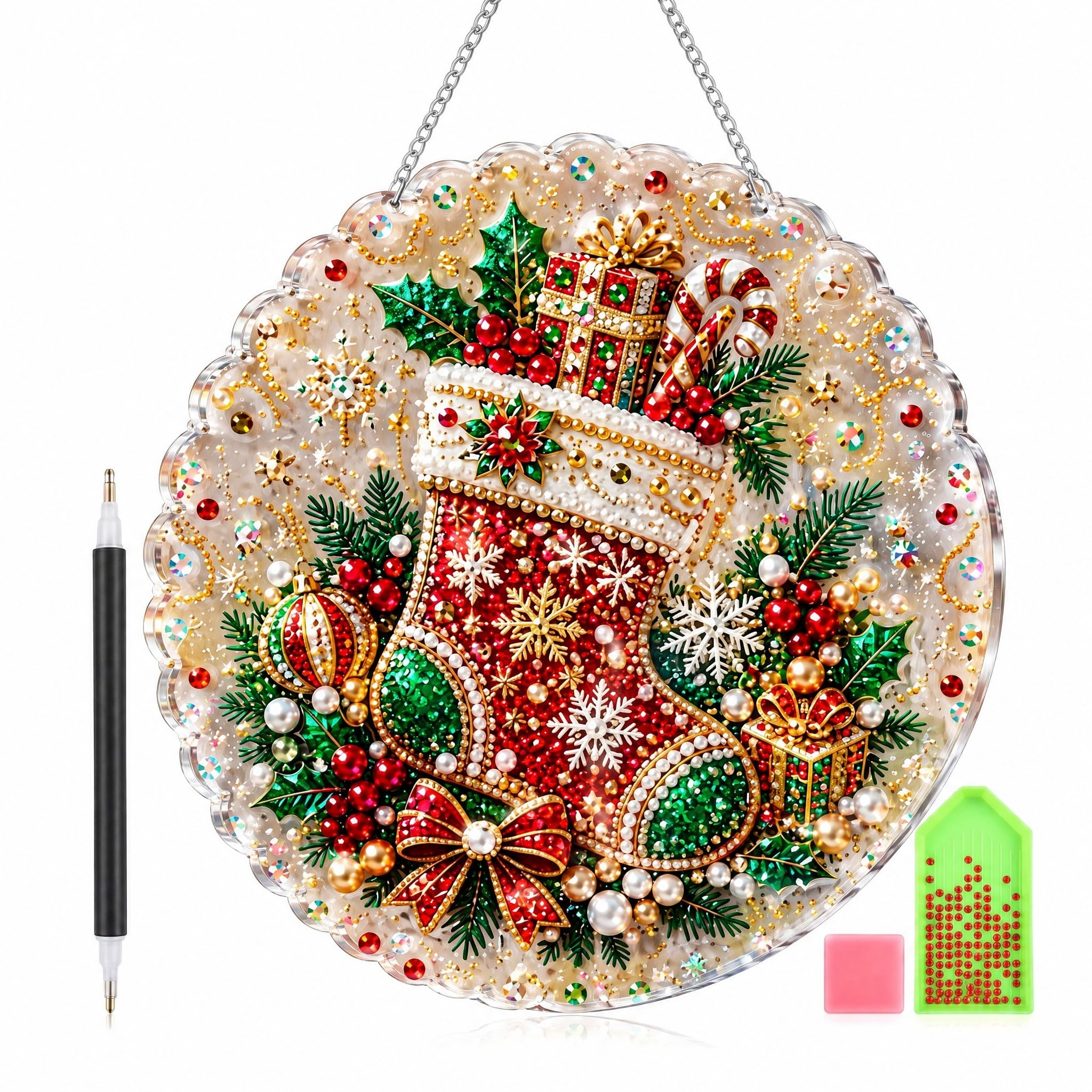 Christmas Diamond Art Kit, 3D Pearls for Crafting, Pearl Art (A9)