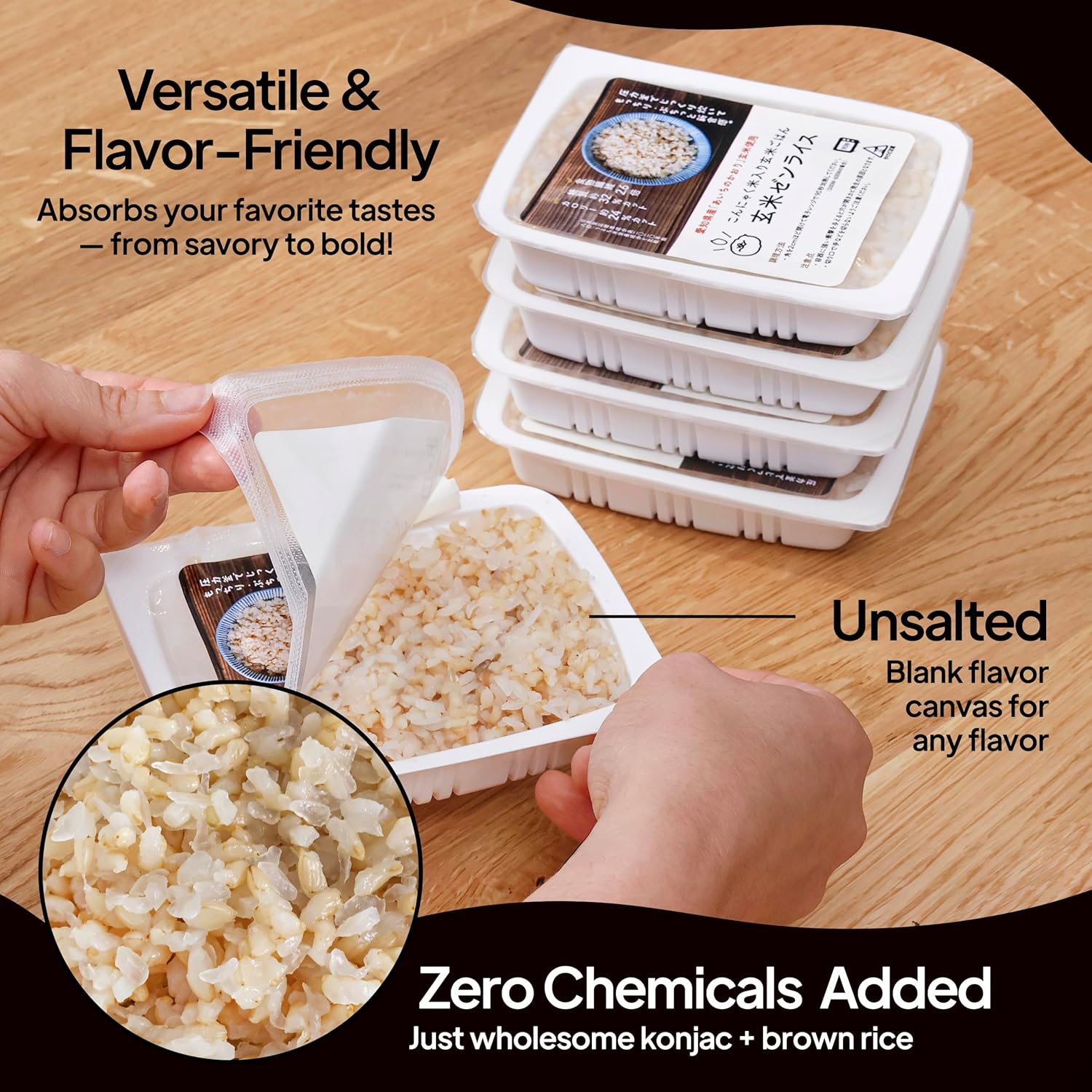 【Izukappa froｍ Japan】160g x 20pc of Brown Zen Rice, Low-Calorie Option, Shirataki Rice, Just 90 Seconds in Microwave, Easy to Prepare & Store