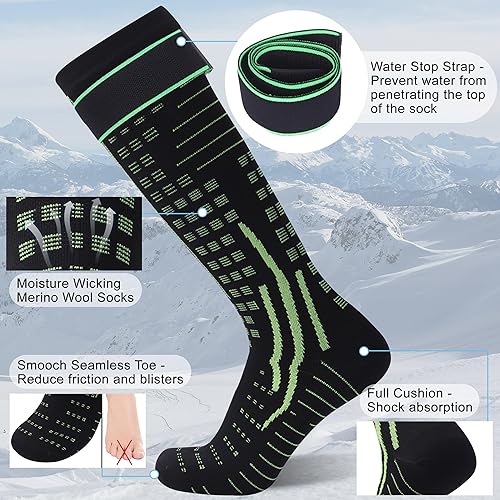 Miniatura 3 de RANDY SUN Calcetines impermeables de lana merina, para hombres y mujeres, hasta la rodilla, transpirables, para senderismo, correr, 1 par