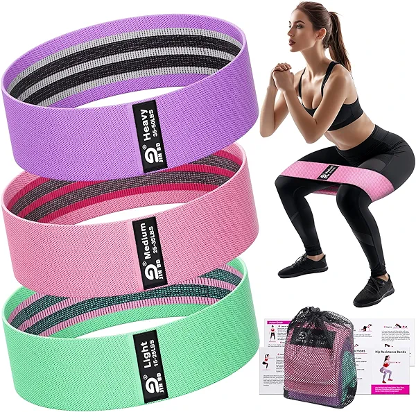 JIN BD Fabric Resistance Bands Set – Booty Bands for Legs & Glutes, 3 Resistance Levels, Non-Slip Workout Bands for Women & Men, Ideal for Yoga, Pilates, Fitness, and Home Workouts