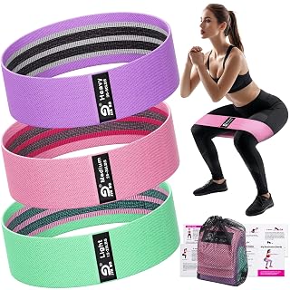 Fabric Resistance Bands Set – Booty Bands for Legs & Glutes, 3 Resistance Levels, Non-Slip Workout Bands for Women & Men, Ideal for Yoga, Pilates, Fitness, and Home Workouts - Amazon product rated Grade A