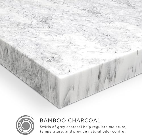 Miniatura 4 de BioPEDIC Cubrecolchón de espuma viscoelástica con infusión de carbón de bambú de 4 pulgadas, tamaño matrimonial