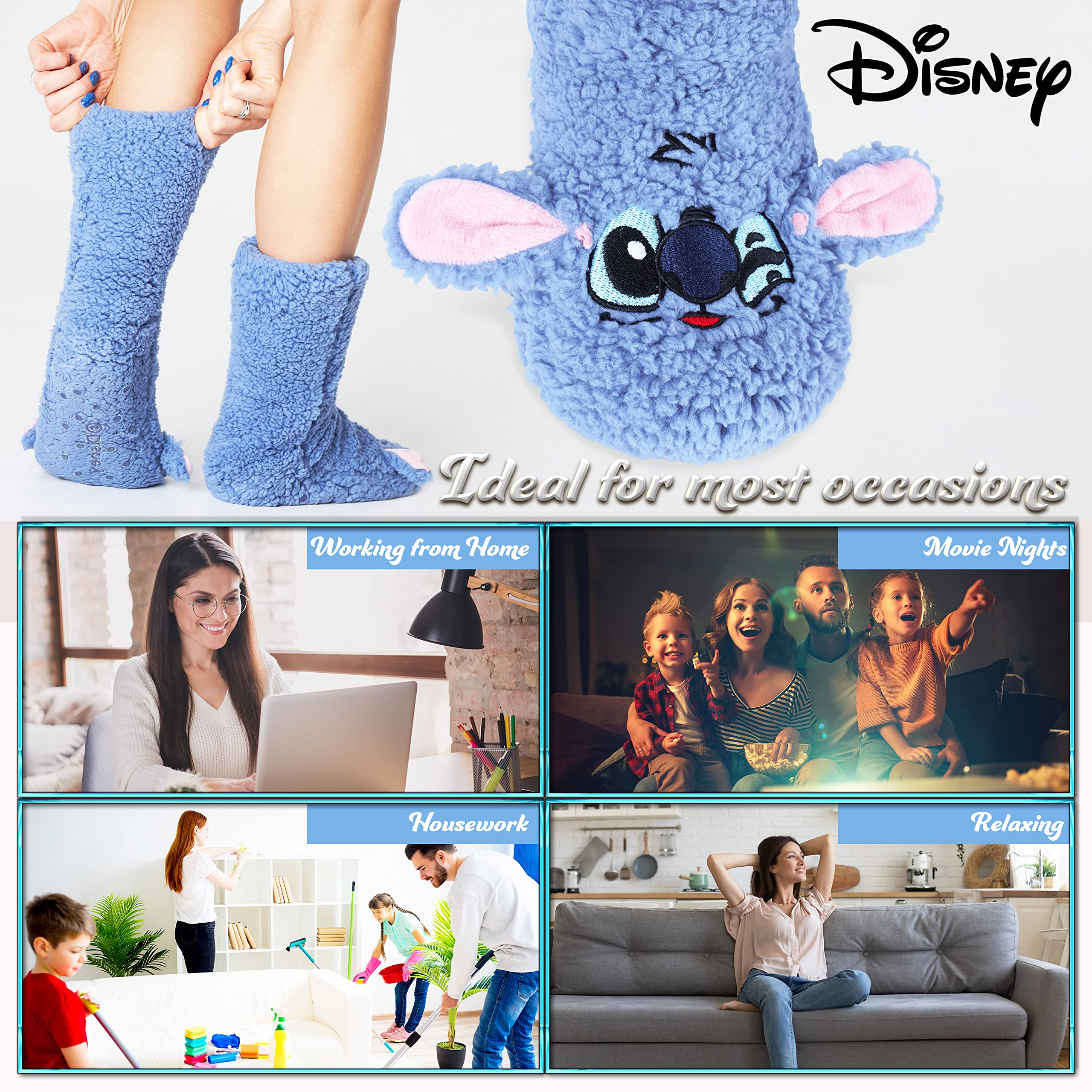 Disney Calze a Pantofola da Donna - Calzini Antiscivolo Donna in Caldo Pile - Idea Regalo Stitch Minnie Baby Yoda