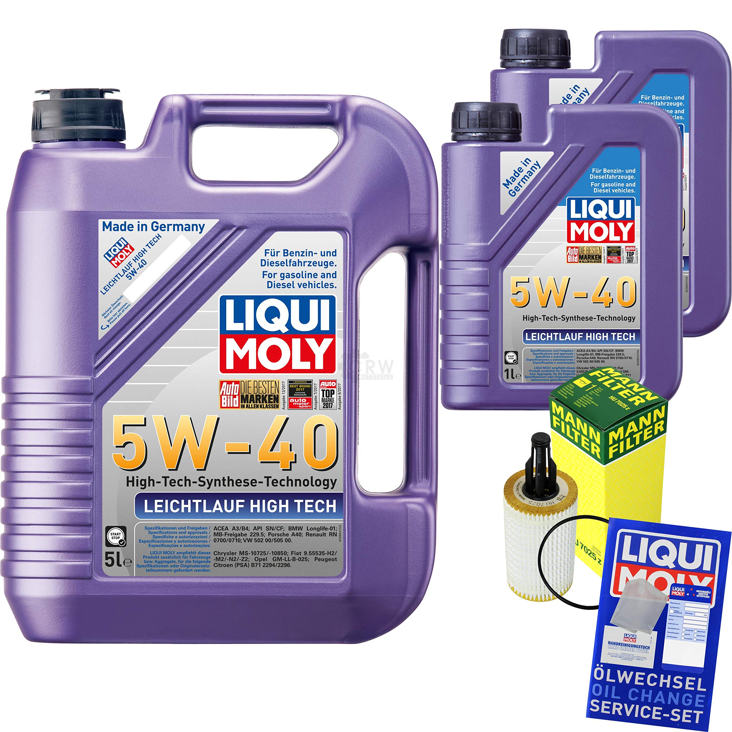 69324246 Filter Set Inspektionspaket 7 Liter Motoröl Leichtlauf High Tech 5W-40 MANN-FILTER Ölfilter