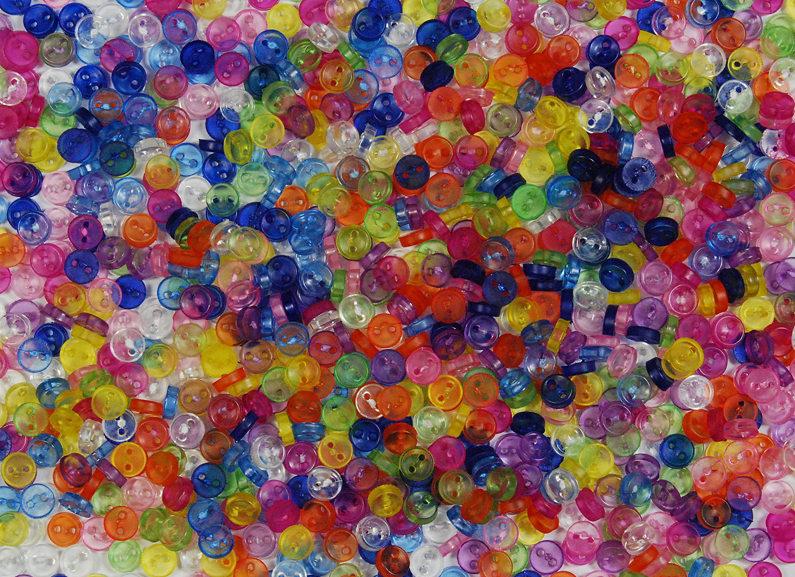 celloexpress 4mm Mini Doll Buttons for Dolls & Soft Toys Clothes - 4mm Assorted Colours & Designs (2000, Mixed Transparent Circles) — image 1
