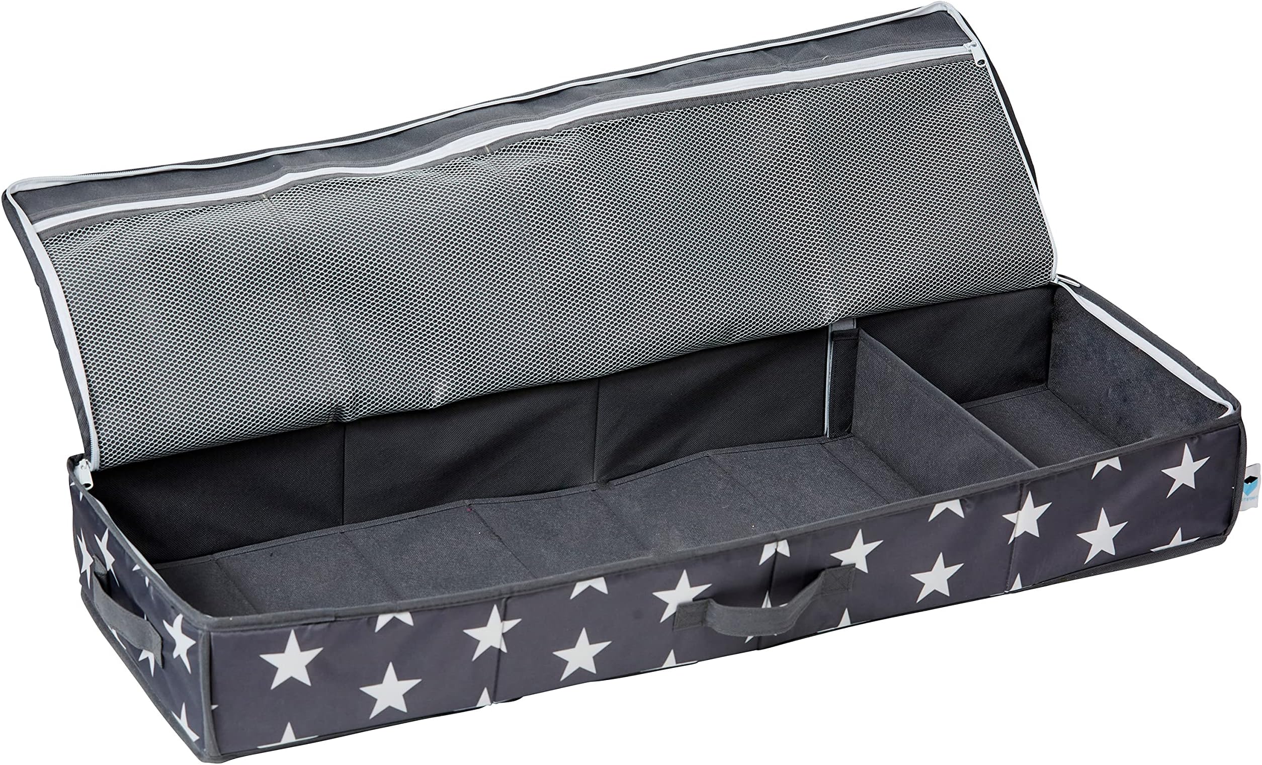 LOVE !T STORE !T IT IT Storage Bag for Wrapping Paper - Organiser for Wrapping Paper Rolls - With Compartments for Gift Ribbons - Grey with Stars - 90 x 30 x 12 cm