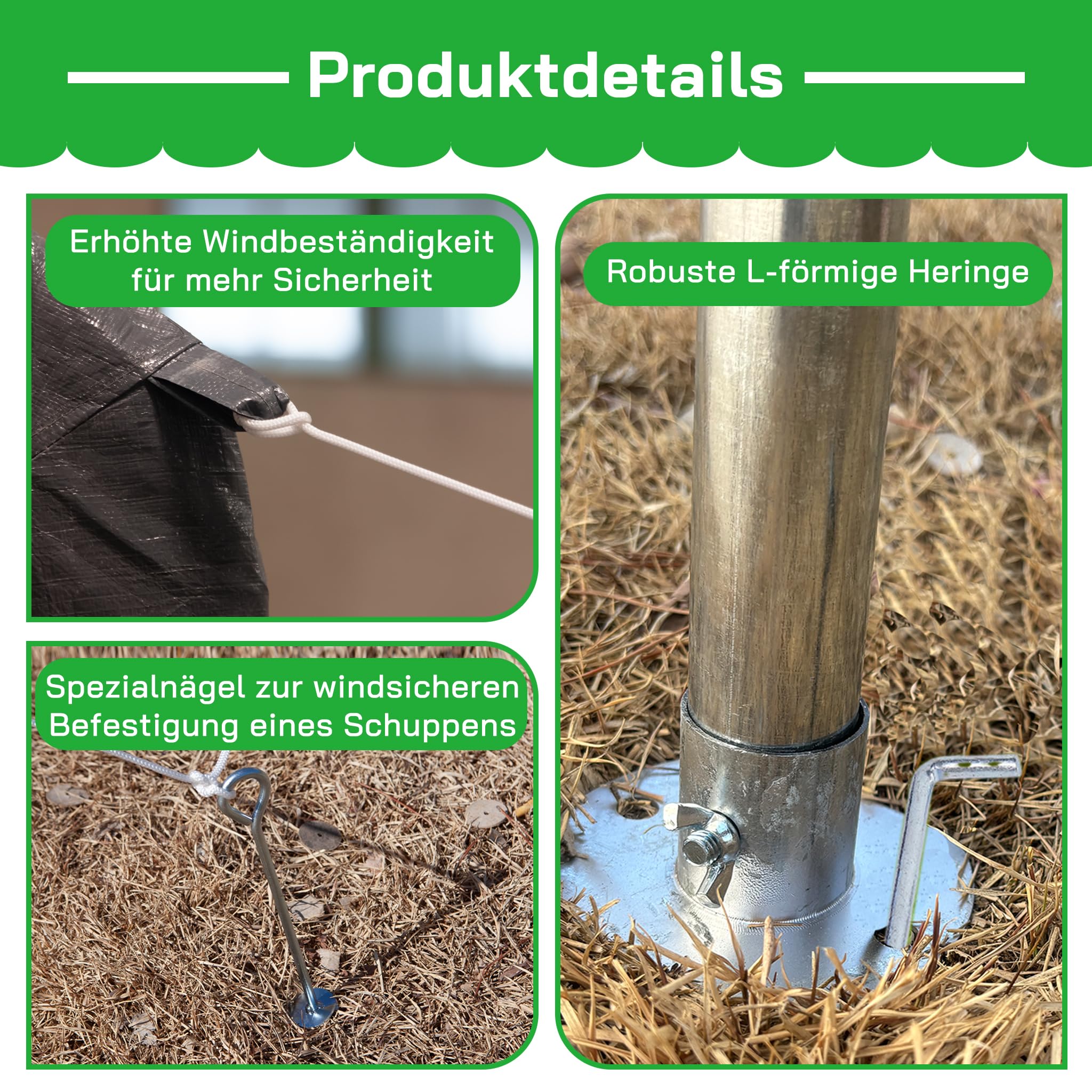 Aufbewahrungsschuppen PE 245x183x217 cm Grau mit Rollos | Wasserdichtes PE-Material, mit Rollos, UV- und windfest, als Gerätehaus oder Fahrradunterstand nutzbar