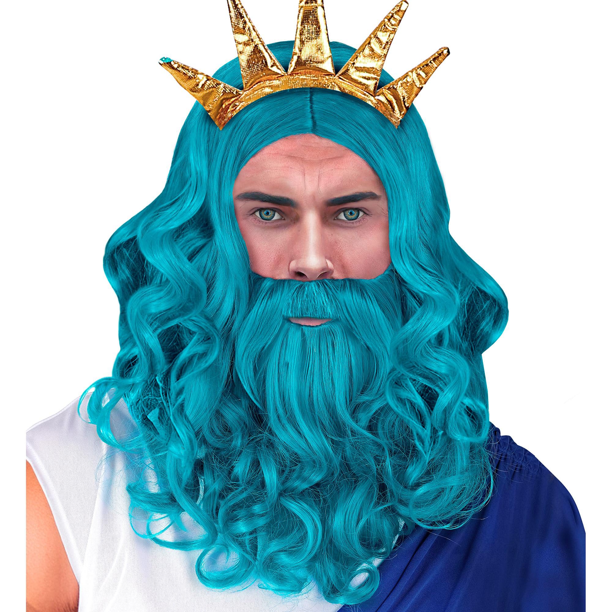 W WIDMANN MILANO Party Fashion - Parrucca Poseidon con barba e baffi, accessorio per costumi di carnevale e feste a tema