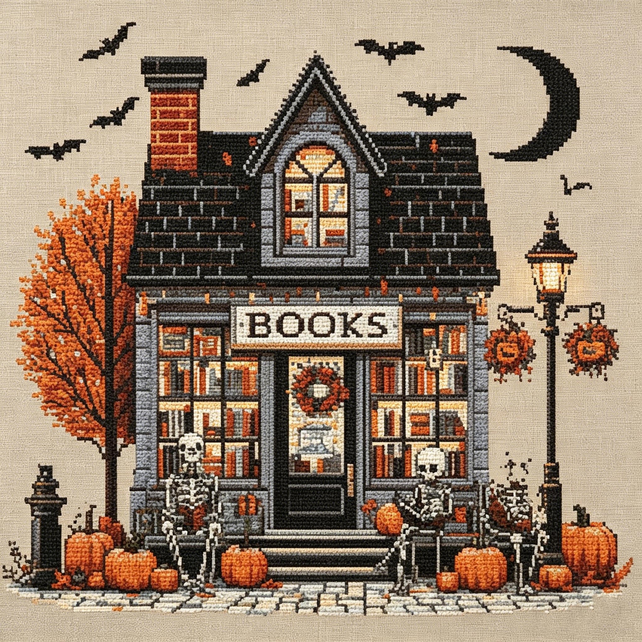 YACIAUU Halloween Cross Stitch Stamped Kits for Adults Beginner - Horror Embroidery Kits - 11 CT Needlepoint Patterns for Home Decor 14×14 Inch