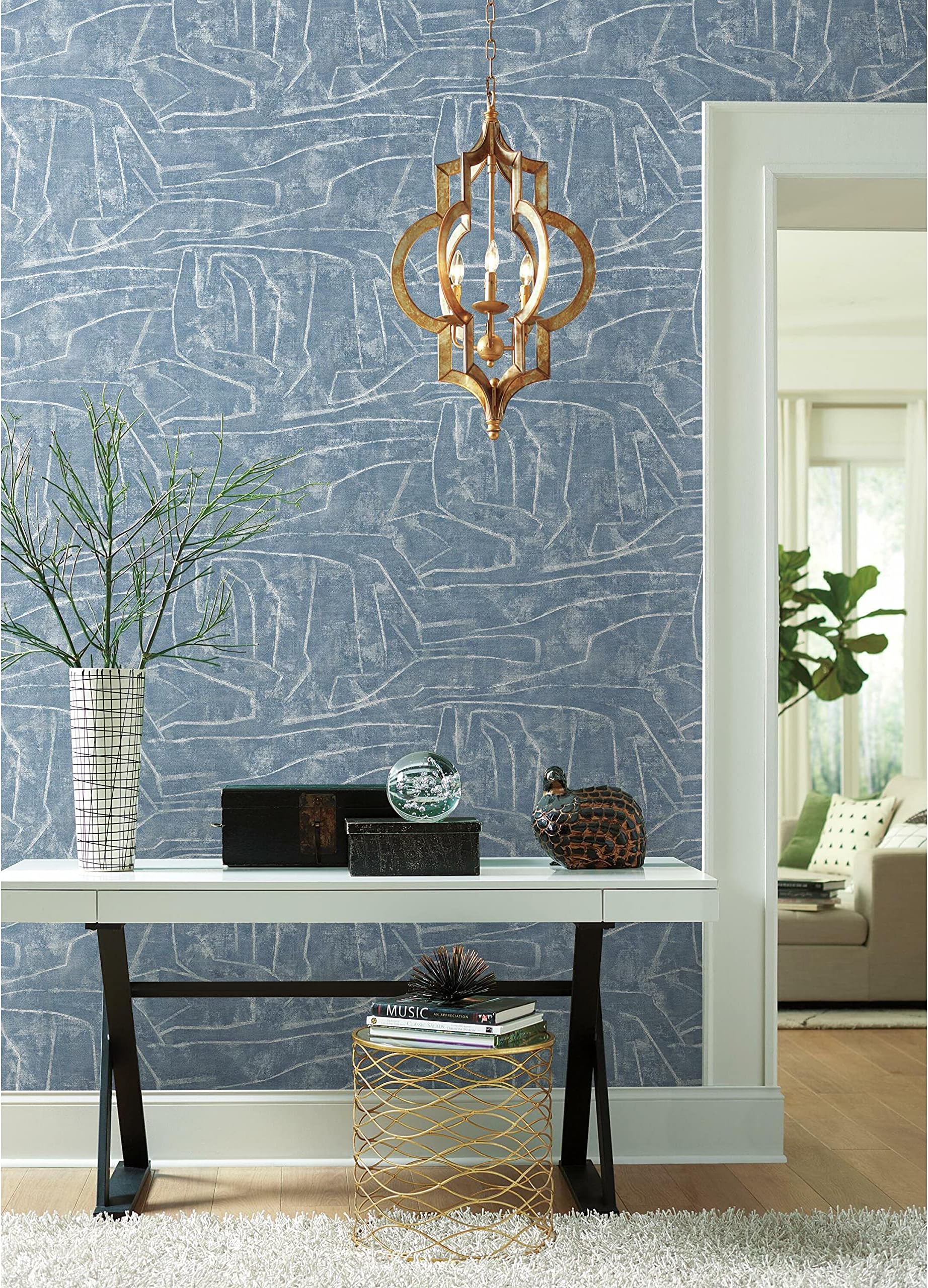 York Wallcoverings PSW1232RL Blue Urban Chalk Premium Peel and Stick Wallpaper