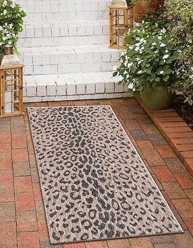 Miniatura 4 de Unique Loom Outdoor Safari Collection - Alfombra Samburu (2 pies 11 pulgadas x 10 pies, color naturalmarrón claro)