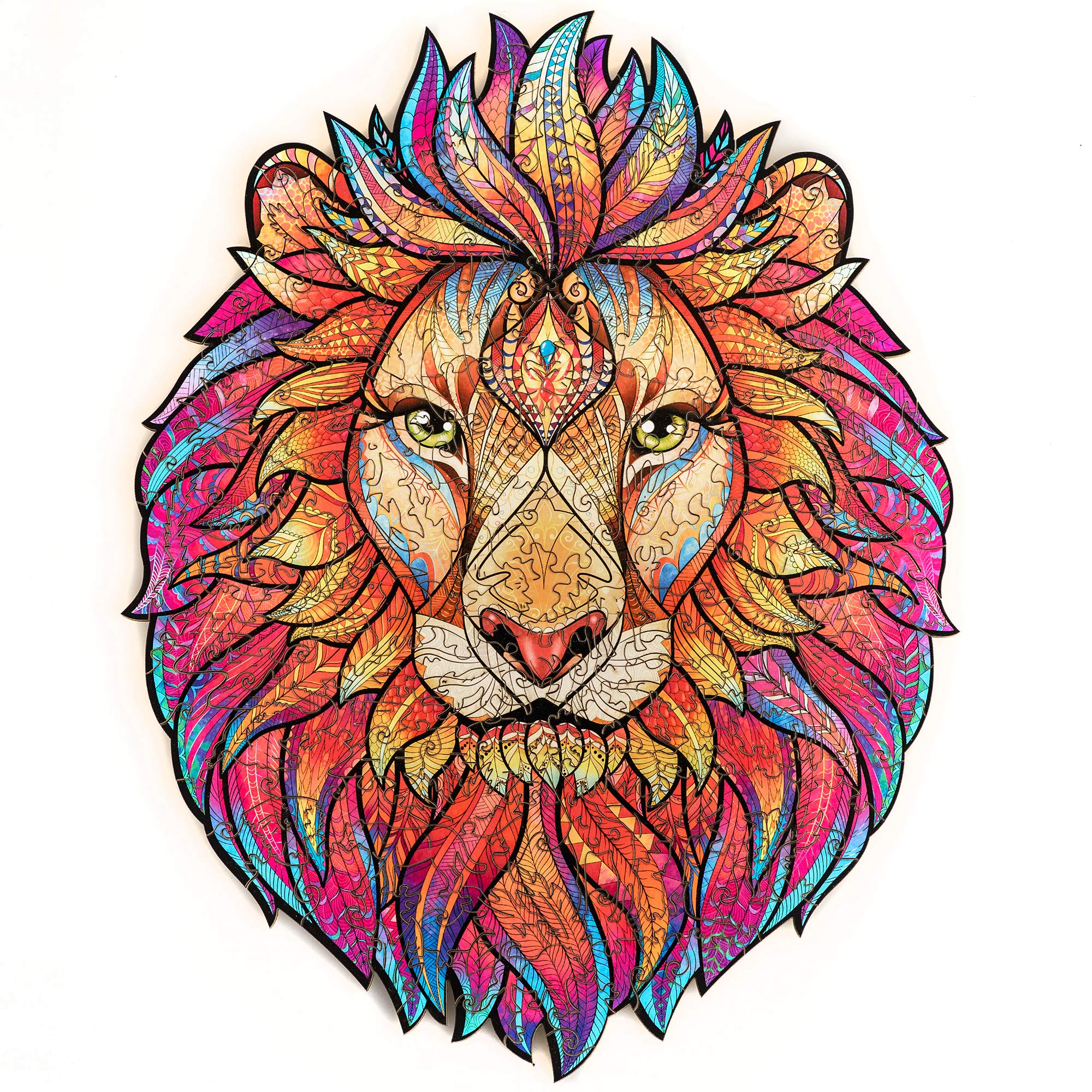 Unidragon Wooden Puzzle Jigsaw, Best Gift for Adults and Kids, Unique Shape Jigsaw Pieces Mysterious Lion, 12.2 х 15.7 inches, 327 pieces, King Size