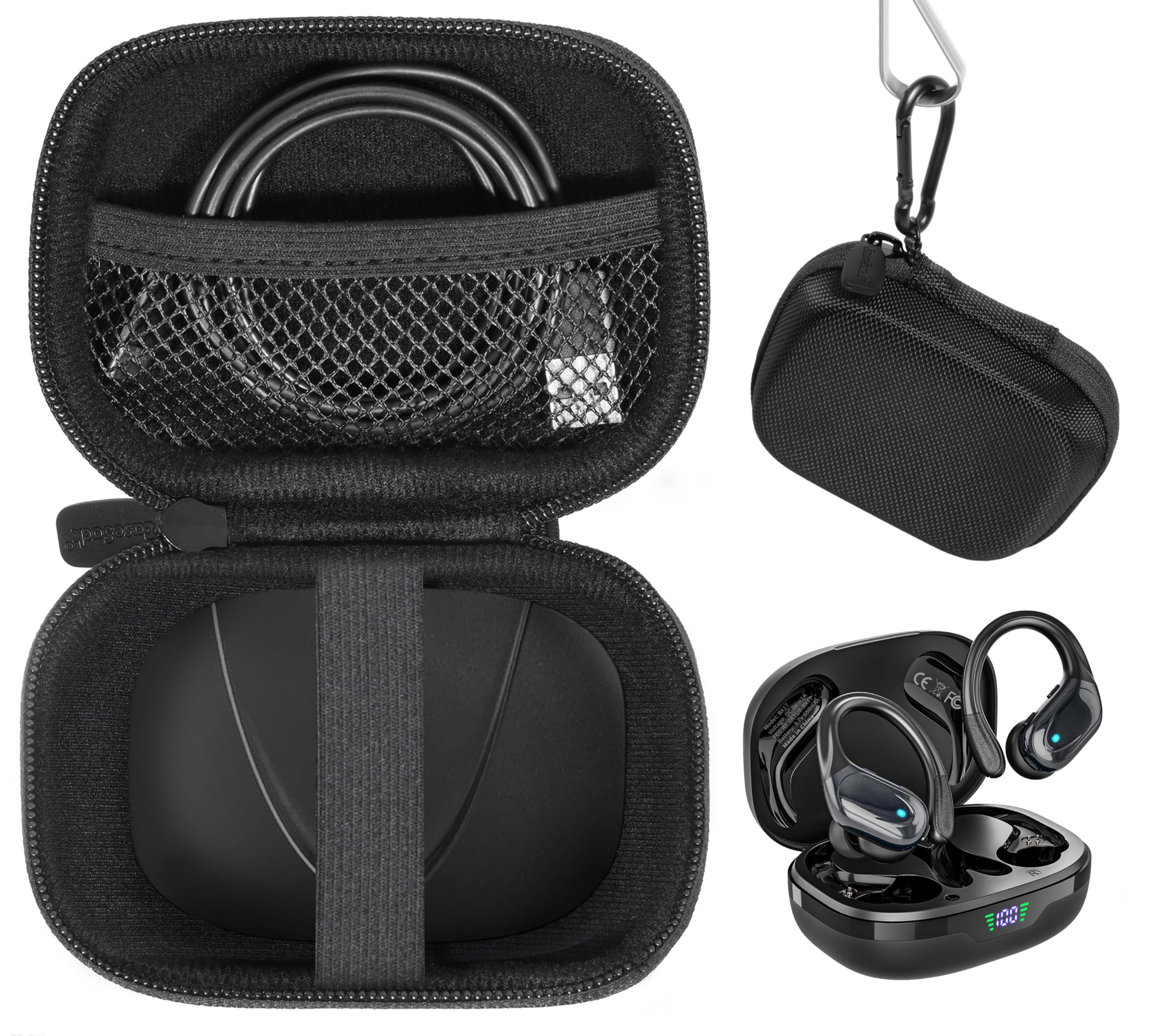 CaseSack Case for Bcaikair BX17 Wireless Earbuds Sport Headphones 5.3 (Black)