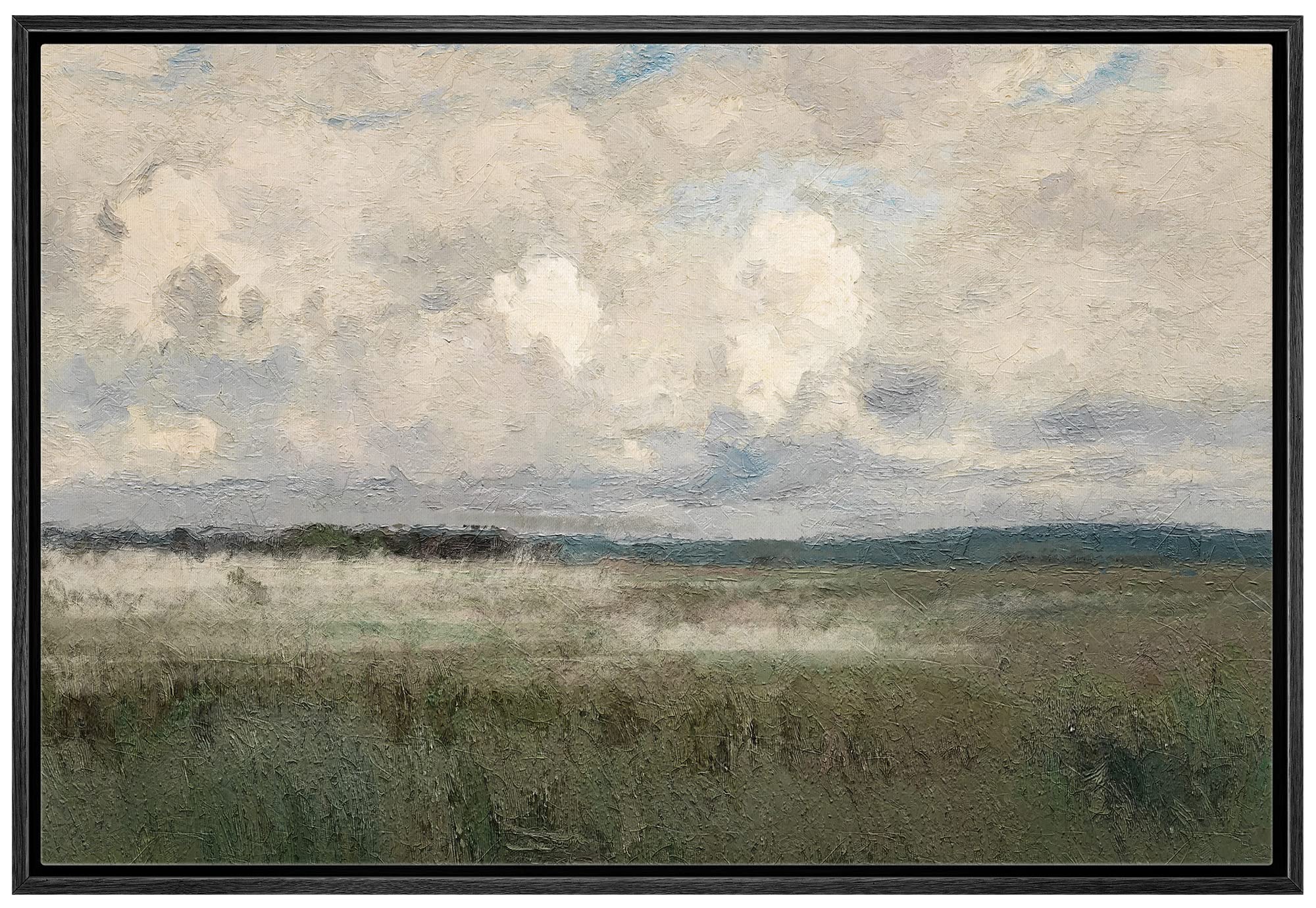 MUDECOR Framed Canvas Print Wall Art Pastel Watercolor Country Field Western Wall Art Nature Wilderness Illustrations Fine Art Landscape Multicolor