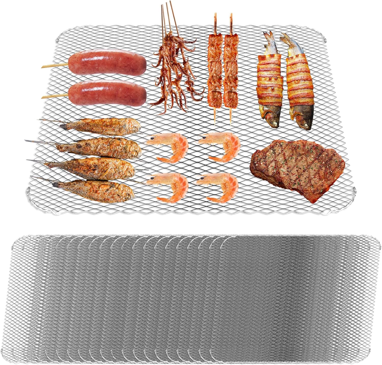 Grill Topper Set of 20,16x12 Disposable Grill Topper,Non-Stick Aluminum Grilling Mats for Outdoor, Easy to Clean Disposable Liners for Outdoor Smoker