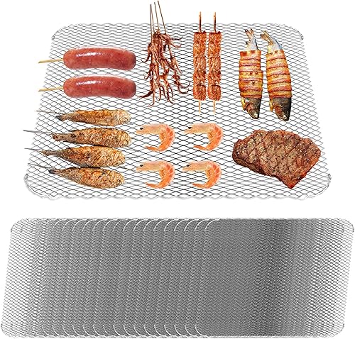 Juego de 10 cubiertas de parrilla desechables de 16 x 12 pulgadas, alfombrillas de aluminio antiadherentes para parrillas al aire libre, fáciles de