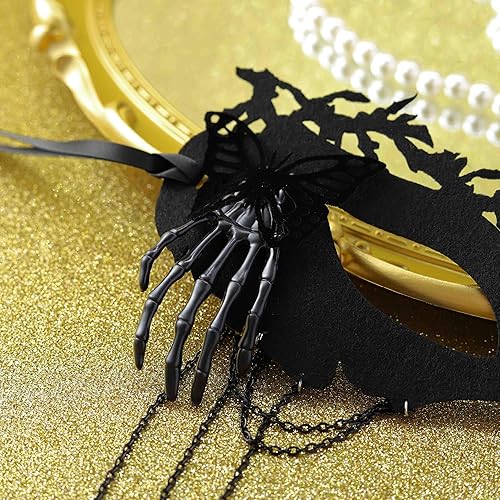 Miniatura 5 de CanB Máscara de Halloween para mascarada, disfraz de cosplay, máscara de araña Mardi Gras, máscara facial negra para mujeres y niñas