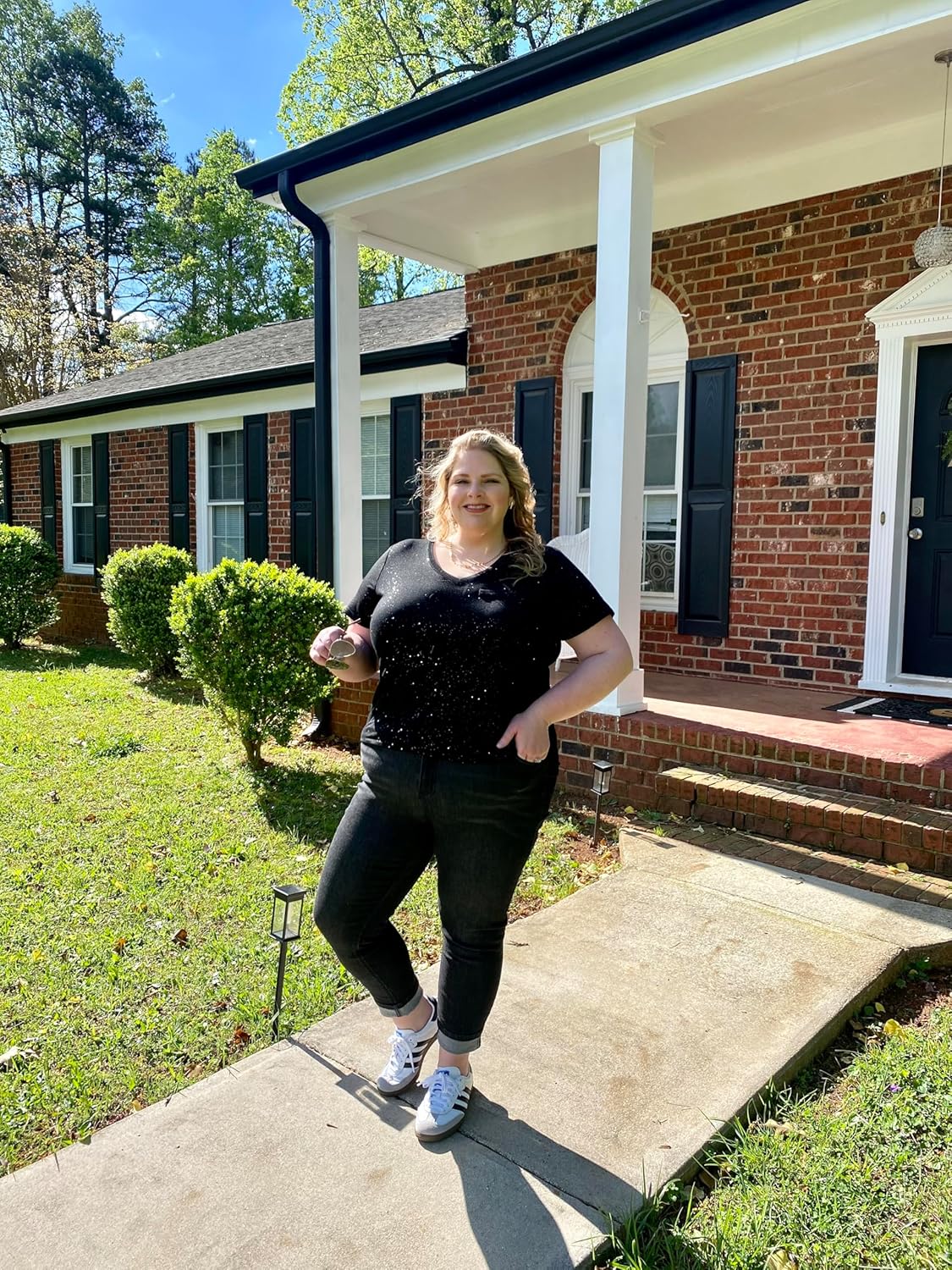 RITERA Plus Size Tops for Women Oversized Summer Basic V Neck Short Sleeve Henley Shirt Casual Tunic Shirts XL-5XL - Image 3