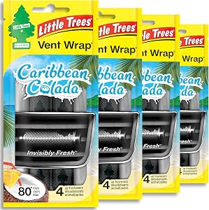 LITTLE TREES Car Air Freshener. Vent Wrap Provides Long-Lasting Scent, Slip on Vent Blade. Caribbean Colada, 16 Air Fresheners