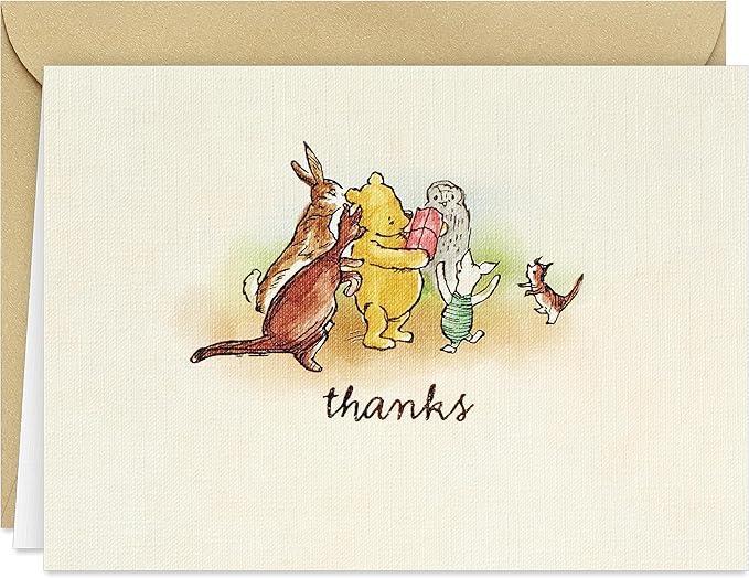 Hallmark Disney Winnie the Pooh Thank You Notes (20 Blank Cards with Envelopes) for Birthdays, Baby Showers, Friendsgiving