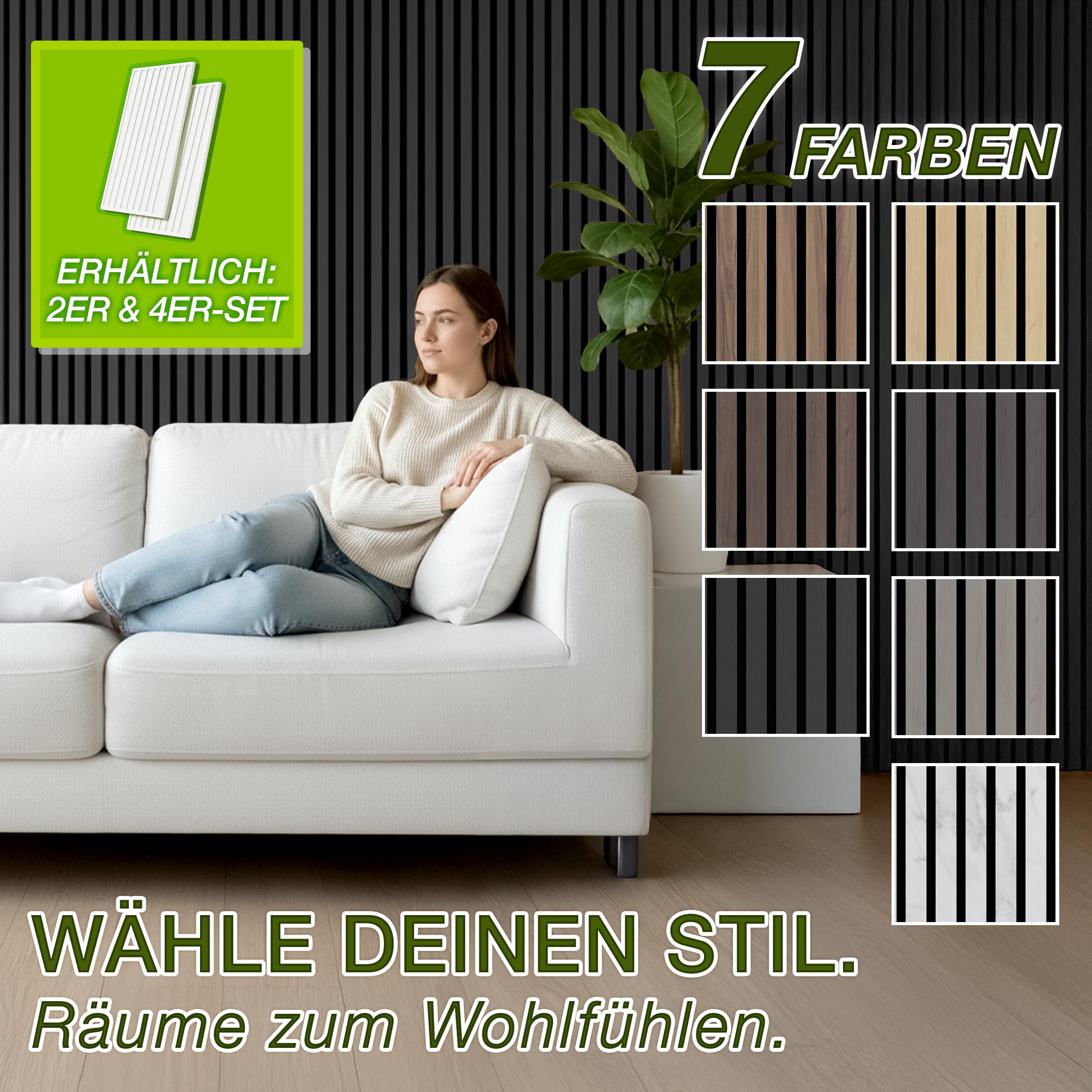 Tresko Akoestisch paneel 120 x 60 x 2,1 cm 2-Pack met houtlook voor