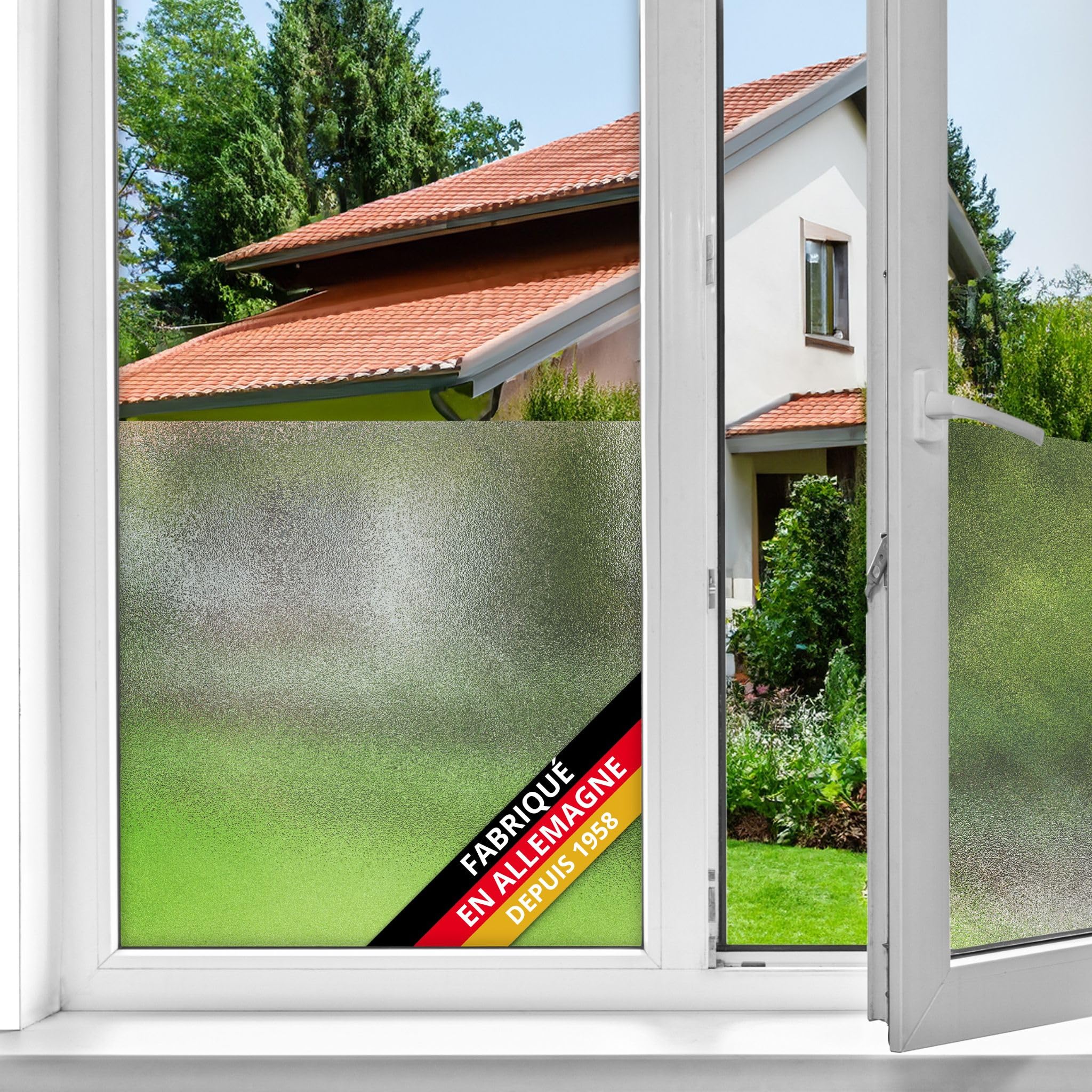 d-​c-​fix film pour fenêtre anti regard Laiteux 45 cm x 2 m – film occultant adhésif pour vitres à motif moderne – adhésif, opaque, décoratif