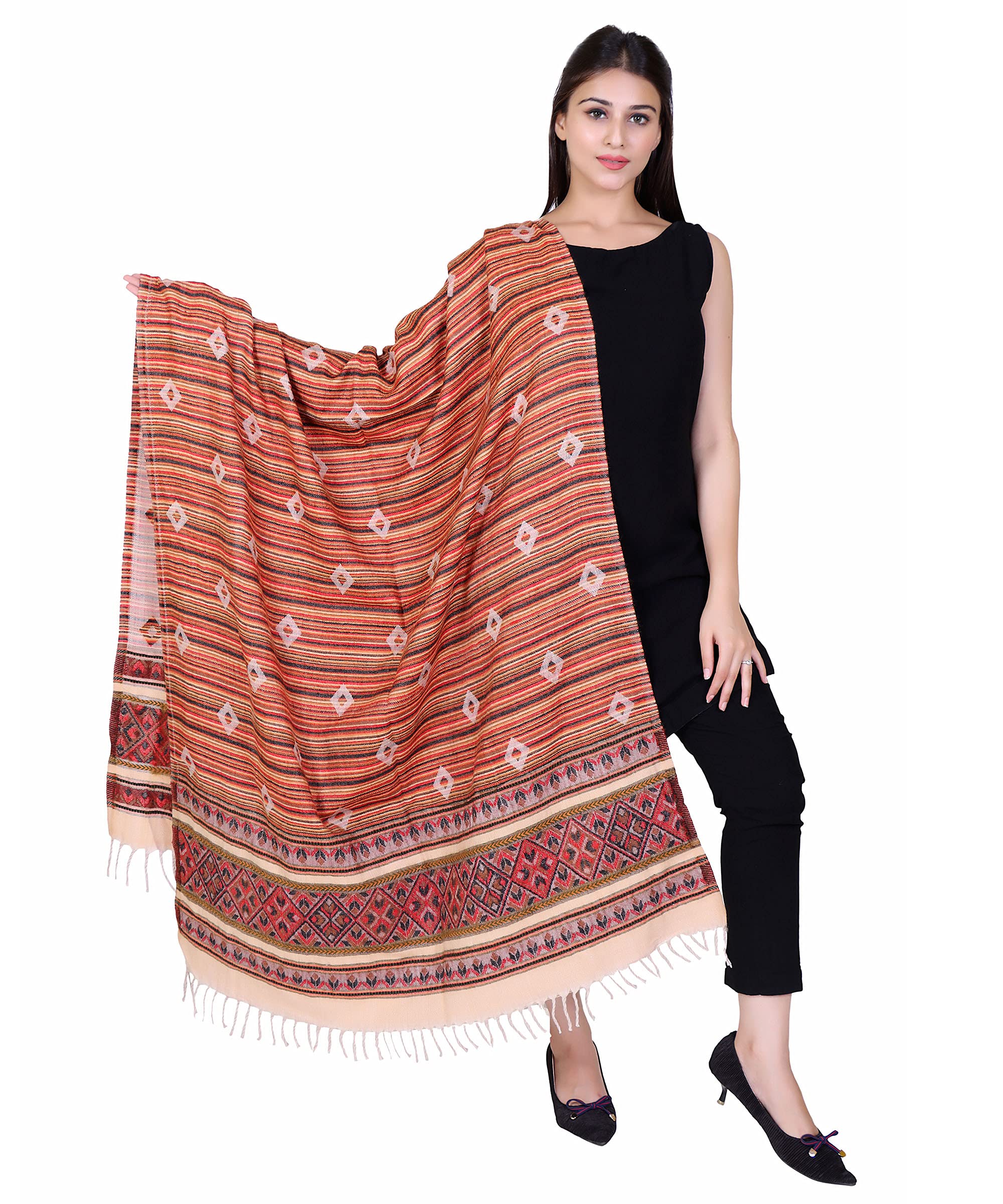 nyoly Multicolor Women Bridal Wear|Pure Wool Shawl| Shawl For Women|Size 40*80| Warm Woolen Winters Styles | NY177-picture-22