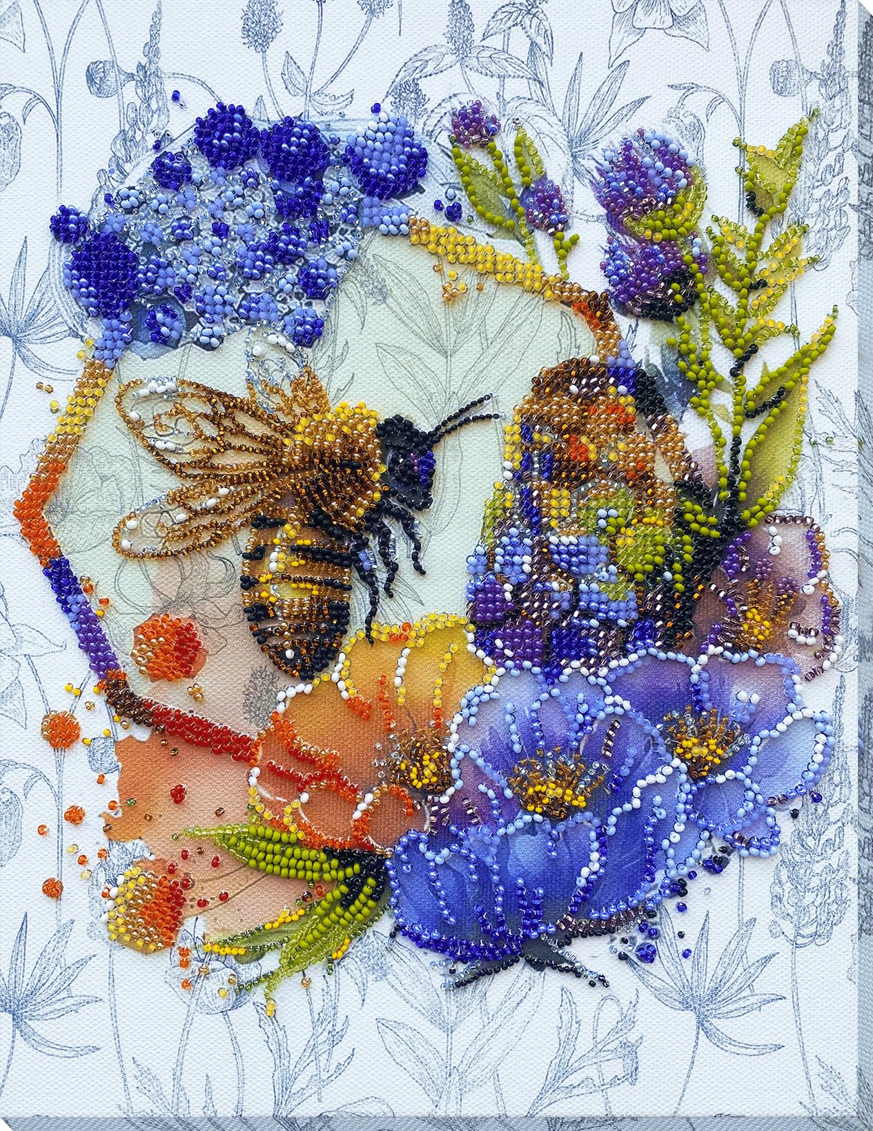 Wizardi Main Bead Embroidery Kit - Flower Honey. Colorful Beads, Beading Needles. DIY Kit. Embroidery for Beginners. Home Decor. AB-906 Abris Art