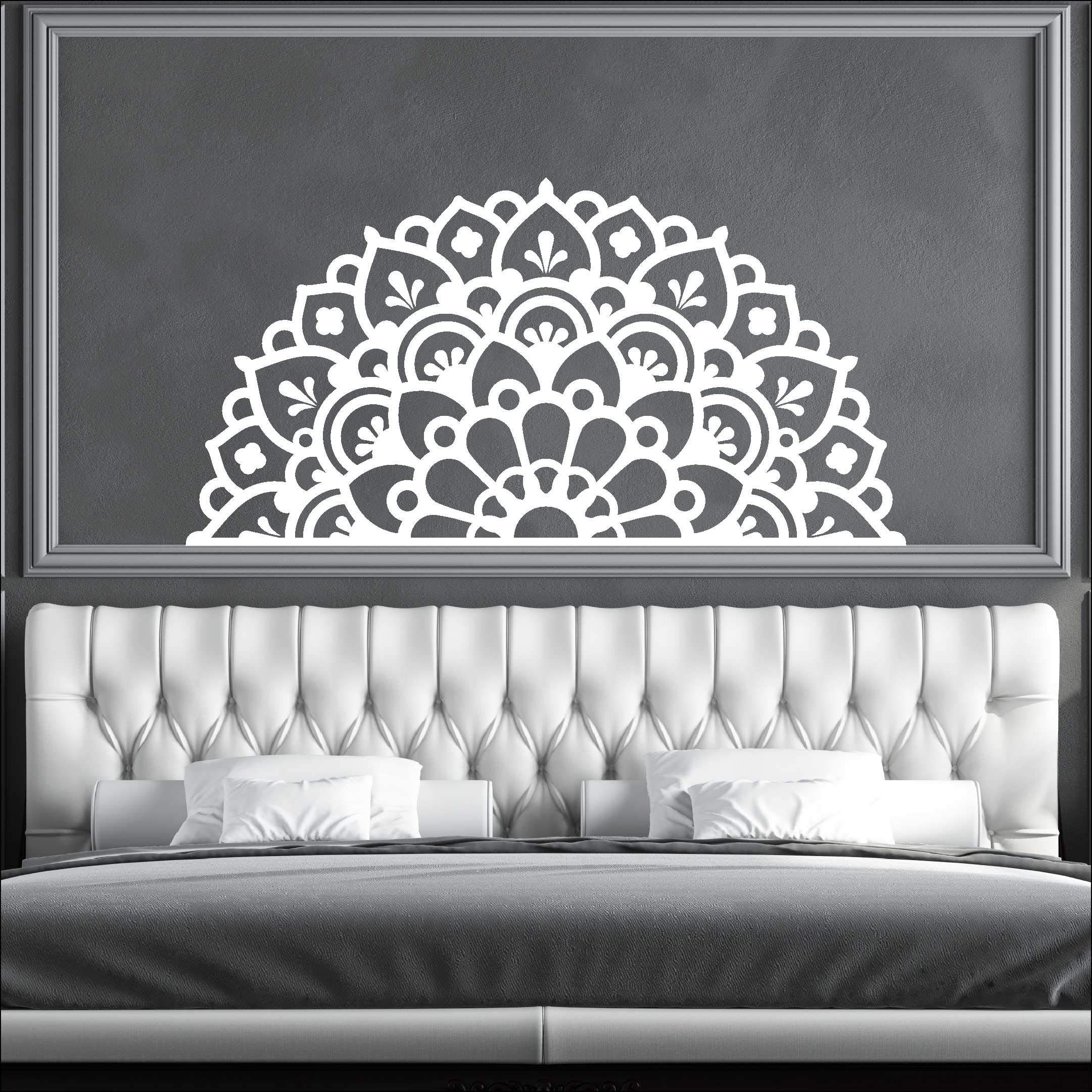 Asia Decor Half Mandala Flower Boho Style Removable Wall Sticker & Decal for Living Room,Bedroom,Yoga,Pooja (Material-Self Adhesive Vinyl Matt Finish,Size- 91.4cm X 45.7cm White) (Half AD070 White) (B08P4SH58N) Amazon Price History, Amazon Price Tracker