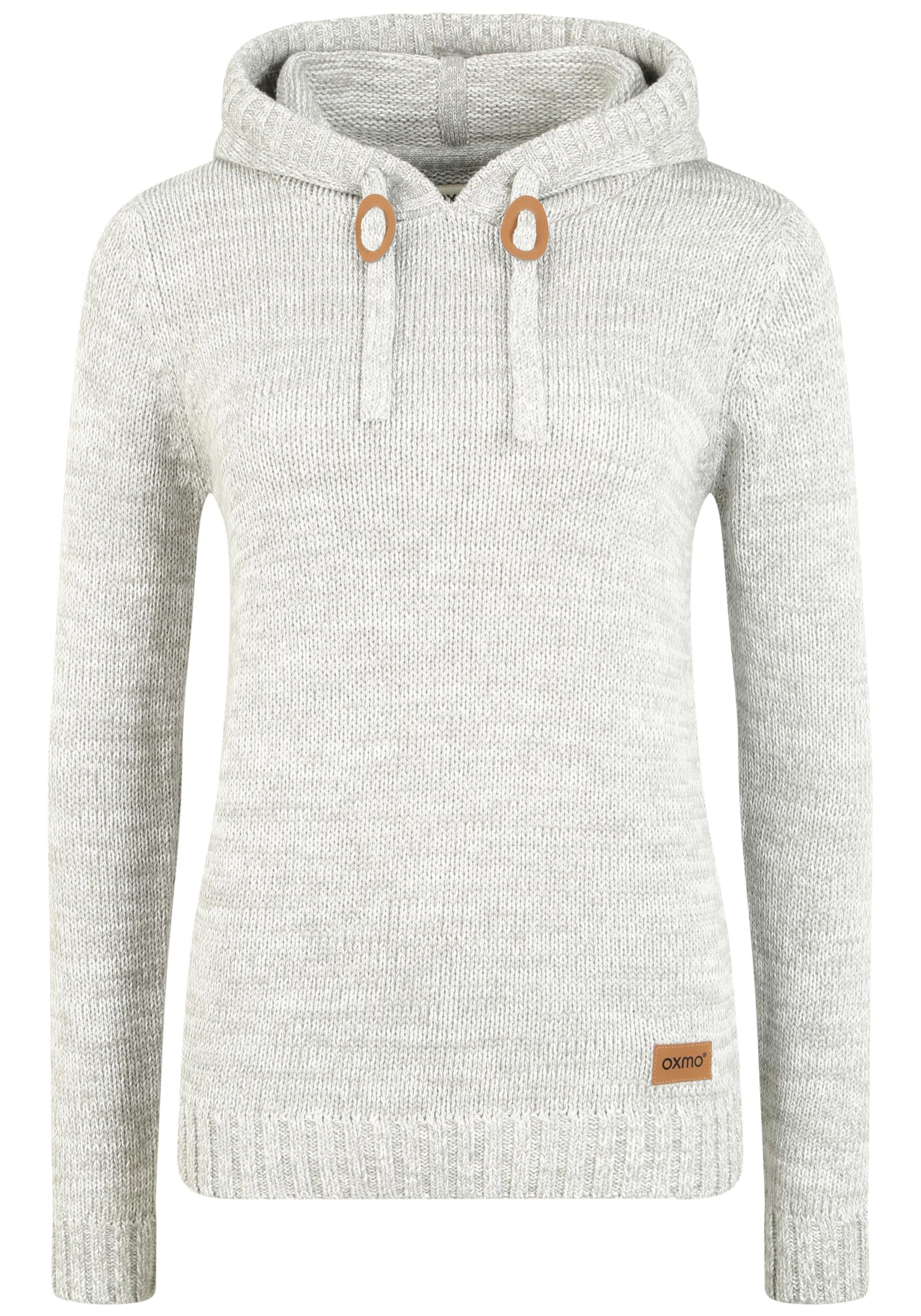 Oxmo Philla Women's Jumper Hoodie Chunky Knit Pullover with Hood, Size:L, Colour:LIG Grey M (798242)