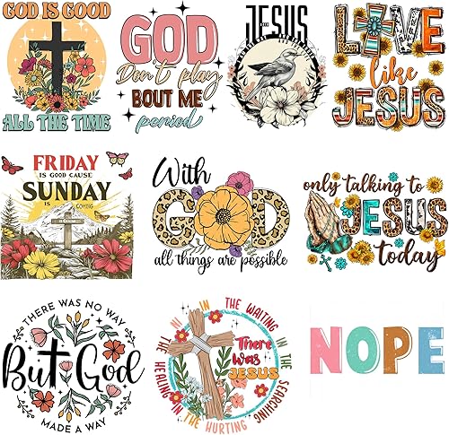 Vista 13 de Parches de transferencia de calor para ropa, camisetas, calcomanías para planchar, diseño lavable de Jesús Dios, 12 unidades, apliques de decoración