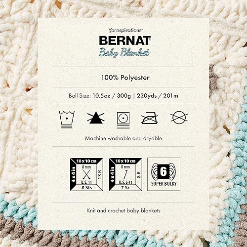 Miniatura 5 de Bernat BABY BLANKET BB - Hilo blanco  1 paquete de 10.5 onzas  Poliéster  #6 súper voluminoso  220 yardas  Tejidoganchillo
