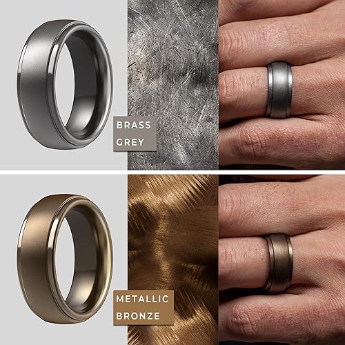 Miniatura 38 de ThunderFit Anillos de boda de silicona para hombre, 0.394 in de ancho y 0.098 in de grosor, paquete múltiple de variedad 1-7 Pack A: Negro