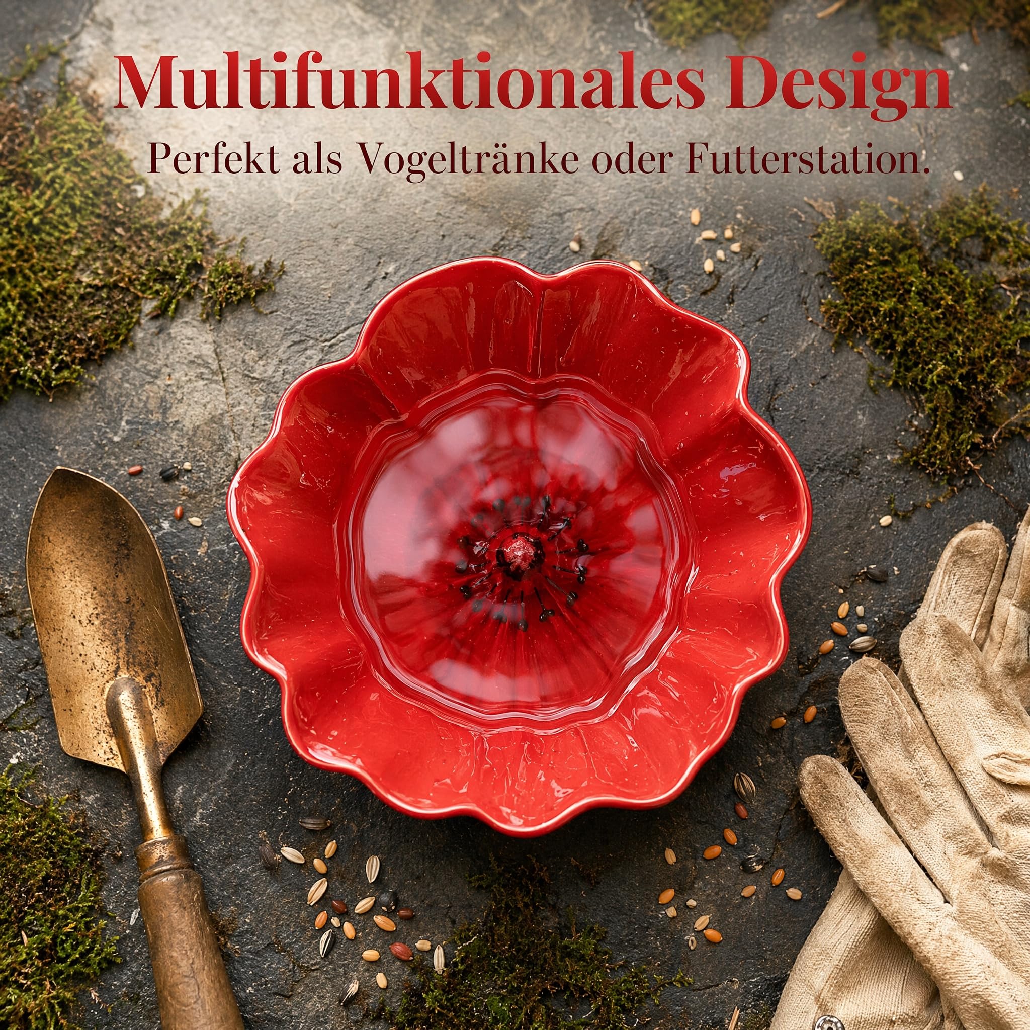 2026 Neu VogelträNke Blume Keramik, Keramik BlüTen Bienen TräNke Mit ZusäTzlichen ErdspießEn, VogelträNke Blume FüR Garten Und Terrasse, Gartenstecker VogelträNkes (3pcs)