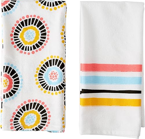 Miniatura 2 de C.R. Gibson QFT-24440 Bloom - Toallas de cocina 100% algodón, 25.2 pulgadas de ancho x 25.2 pulgadas de largo, multicolor, 2 unidades