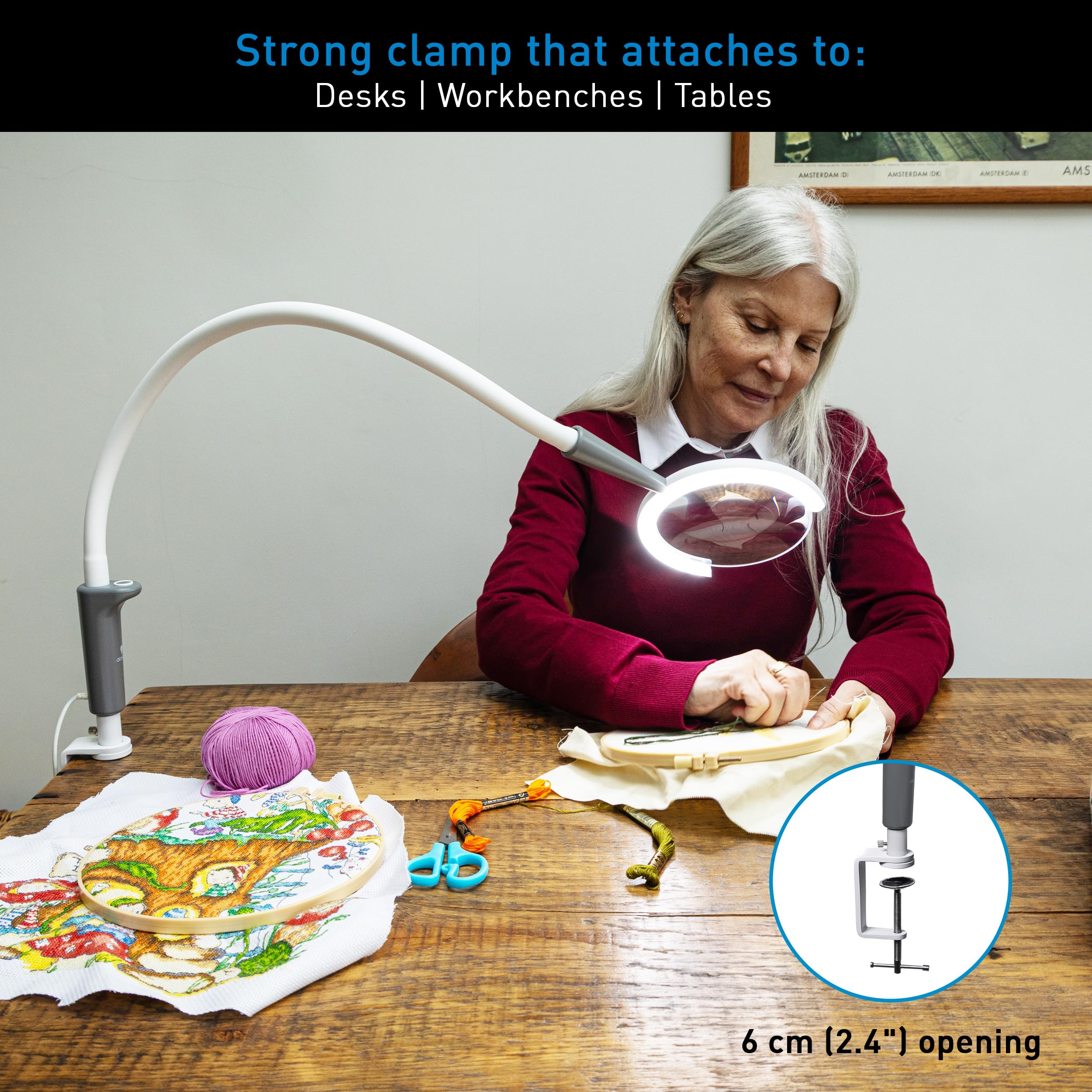 daylight Magnificent Pro™ On Clamp LED Magnifying Lamp