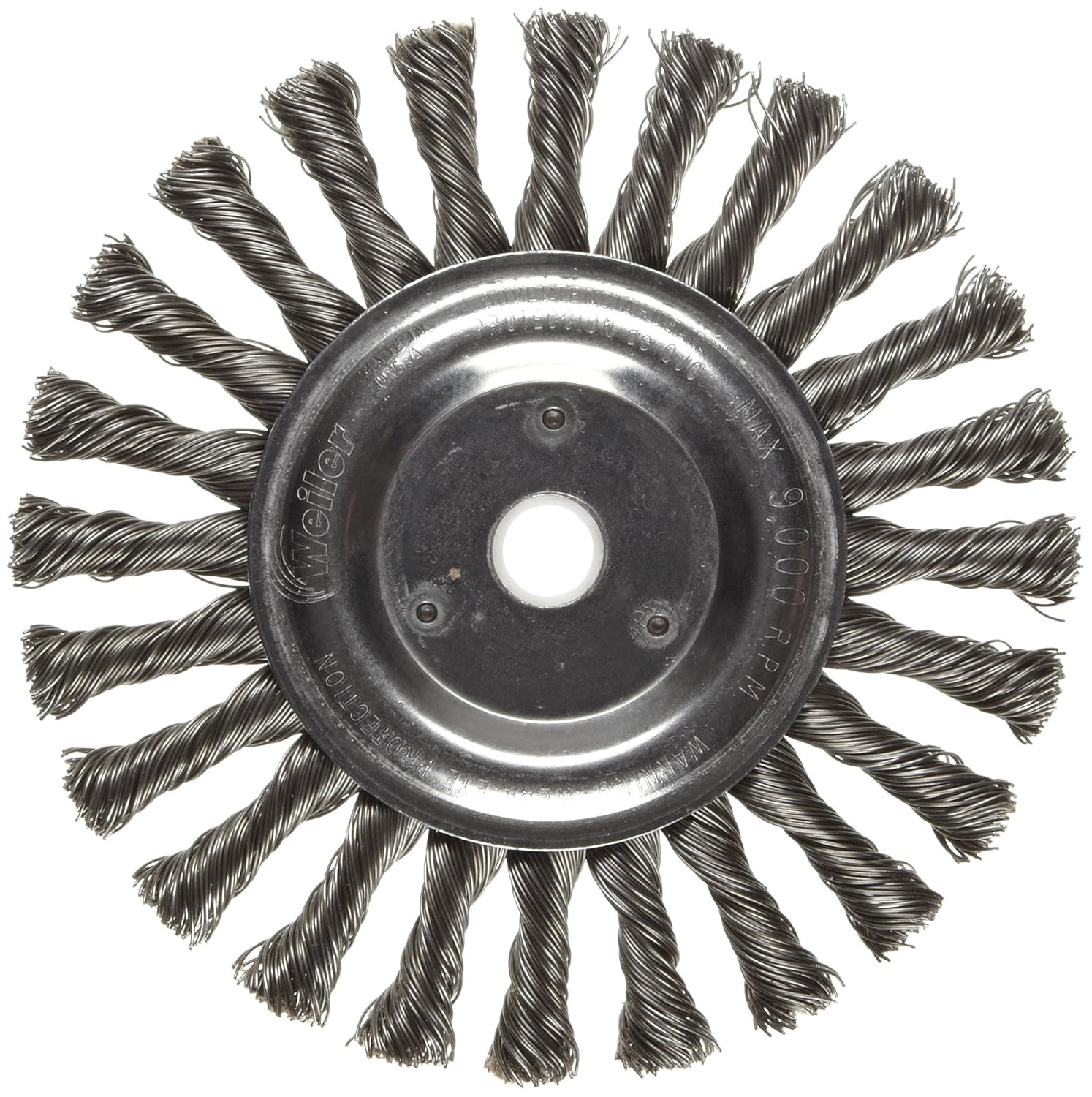 Weiler 08565 6" Cable Twist Knot Wire Wheel, .023" Steel Fill, 5/8"-1/2" Arbor Hole, Made in the USA