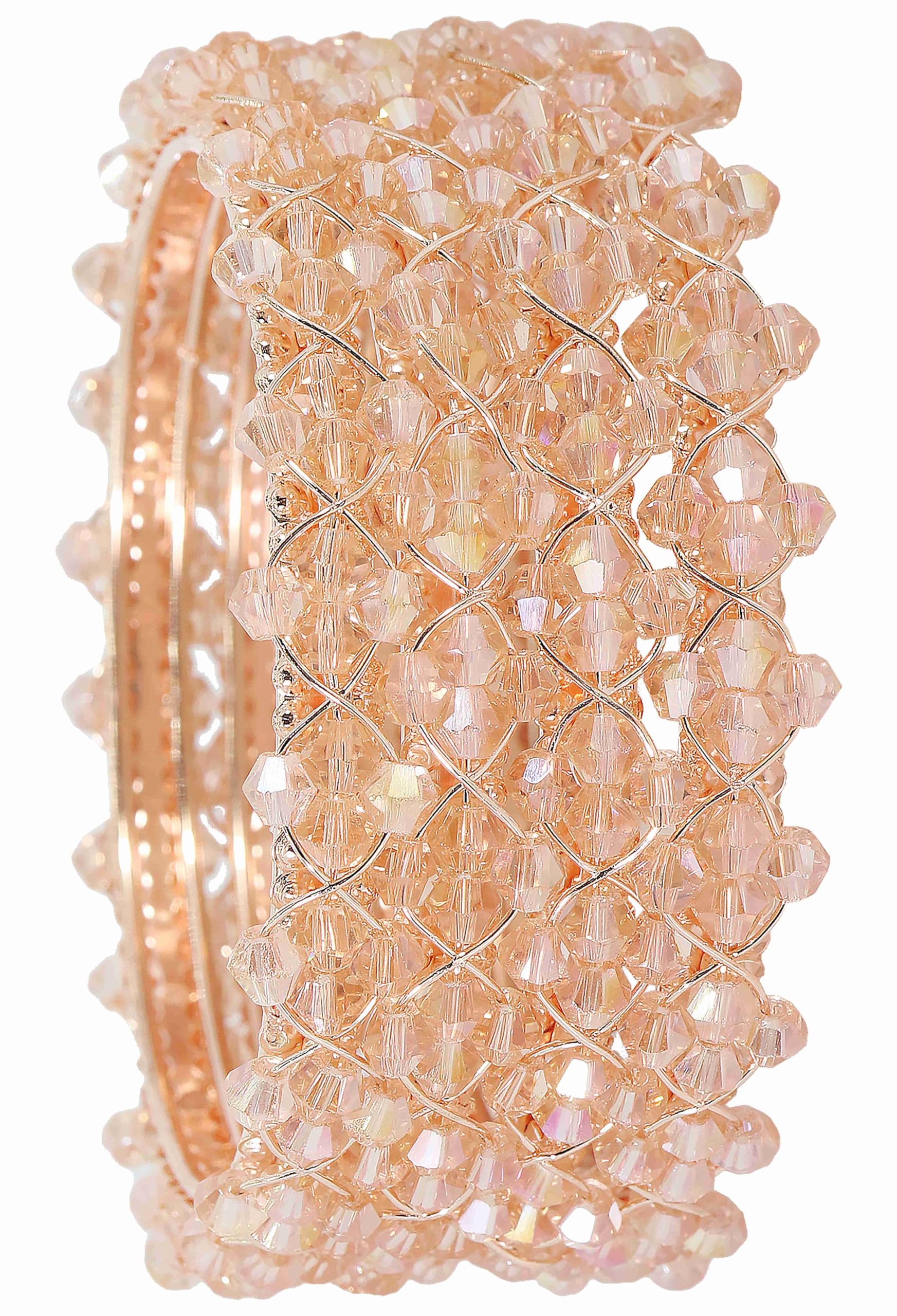 NMII Fancy Pearls Beads Bangles Set For Women & Girls | Bangles For Women | Stylish Kada Set Wedding, Party, Festival, Daily | Girls Bangles | Premium RoseGold Bangles-Set of 4,(MAH65-RoseGold) (B0CYC4S3B4) Amazon Price History, Amazon Price Tracker