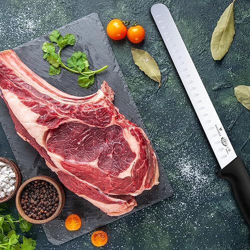 Miniatura 6 de Swiss Eagle Cuchillo de jamón para rebanar de alta calidad, 12 pulgadas, hoja Granton de acero inoxidable fabricado en Alemania para cortar con