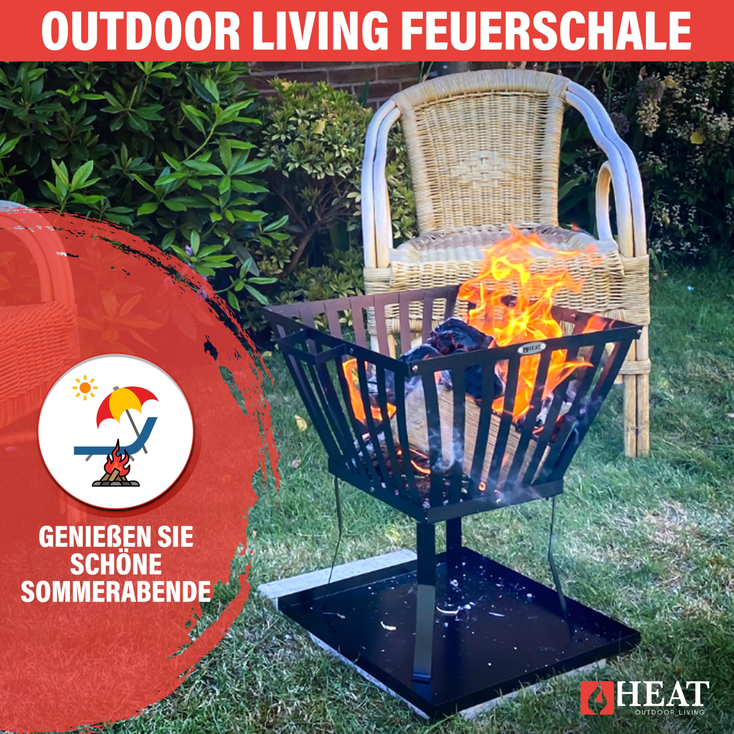 Feuerkorb - Feuerkorb für den Garten - Feuerstelle Outdoor - Feuerschalen & Feuerkörbe - Feuertonne - 40x40x45cm Schwarz