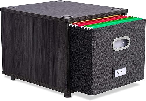 Vista 9 de BIRDROCK HOME Archivador rodante – Estante de almacenamiento decorativo con cubos extraíbles, asas y ruedas – Organiza archivos, libros, juguetes