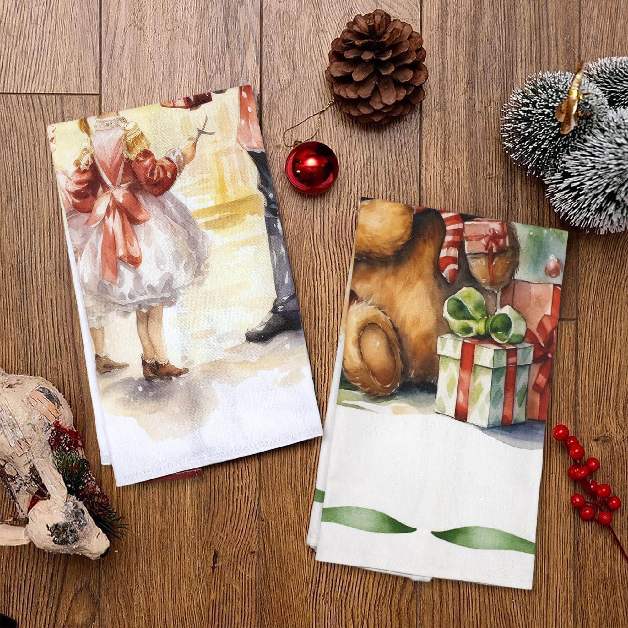 Nada Home Set Strofinacci Natalizi Canovacci in cotone 6 Pezzi Decorazioni Natale 6893