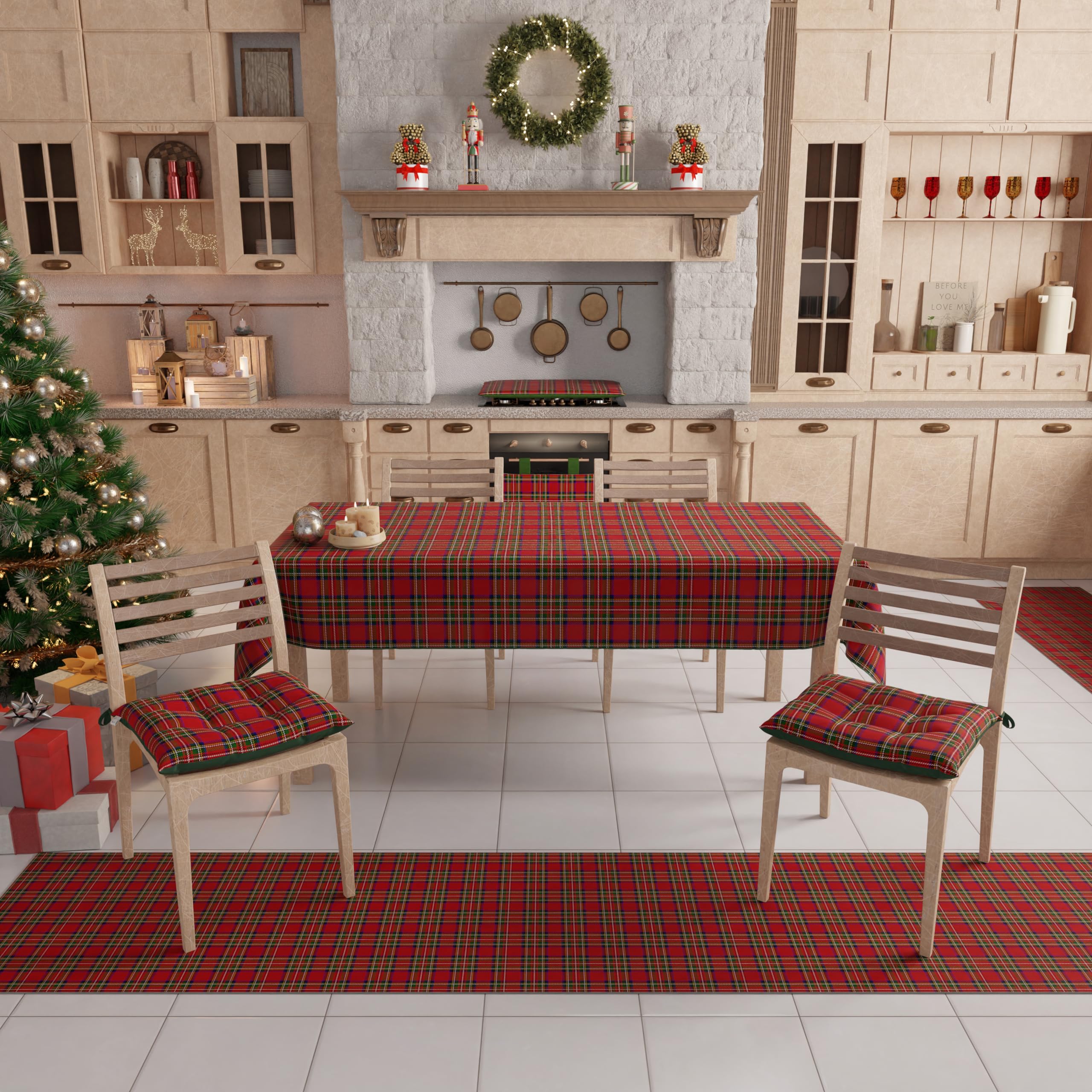 PETTI Artigiani Italiani - Camino de Mesa Navideño 140x40 cm, Camino de Mesa Navidad para Cocina, Decoración Navideña para Mesa, Camino de Mesa Elegante Tartan, 100% — view 3