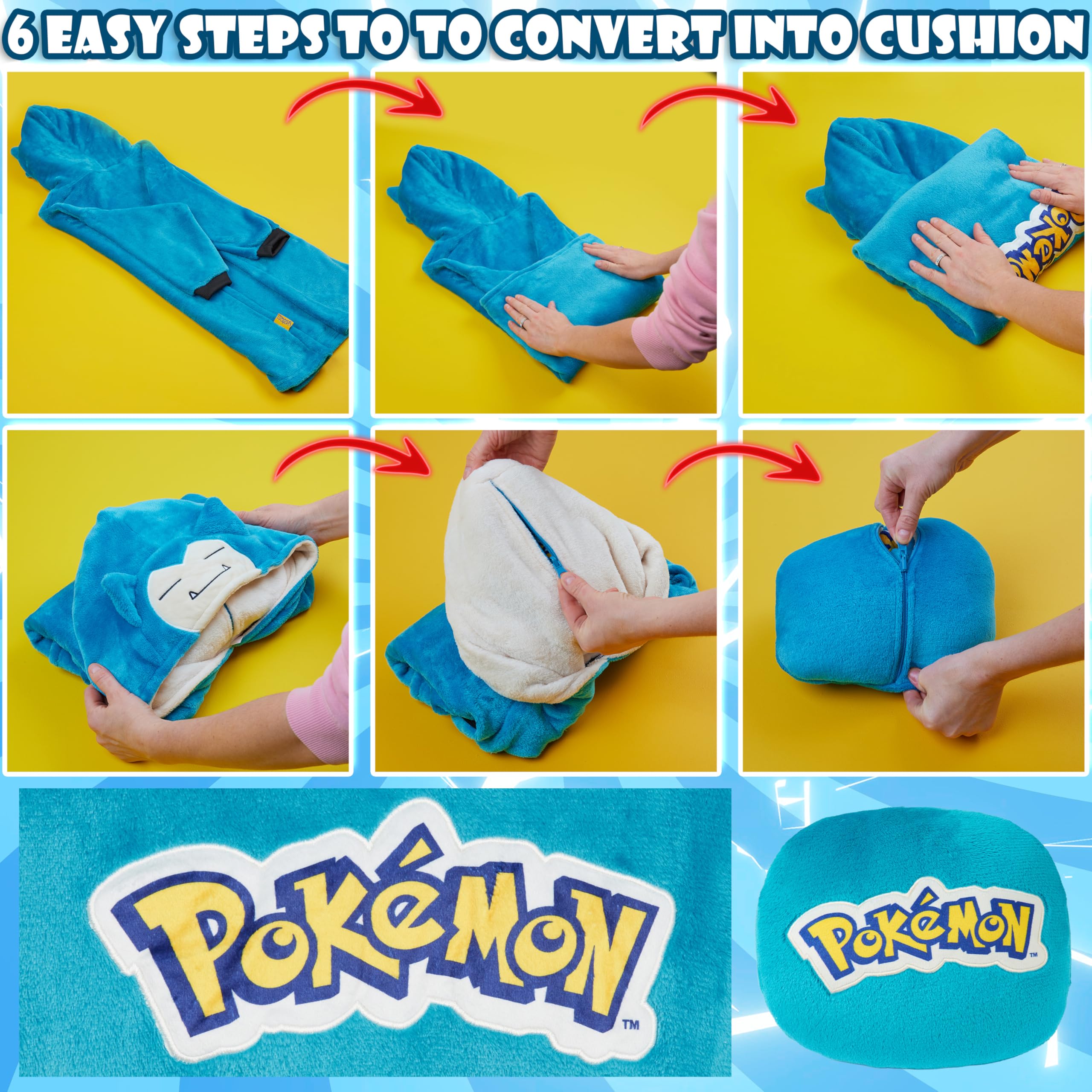 Pokémon Sweat à Capuche Oversize Enfant, Pikachu Gengar Sweat Plaid Polaire Chaud avec ou sans Sac Intégré, Poncho Doux