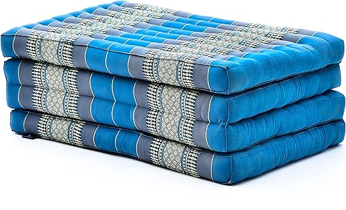 Miniatura 21 de Leewadee - Colchón tailandés plegable grande, 82 x 46 x 3 pulgadas, cama de invitados, cama triple plegable, cojín de masaje tailandés TV asiento de