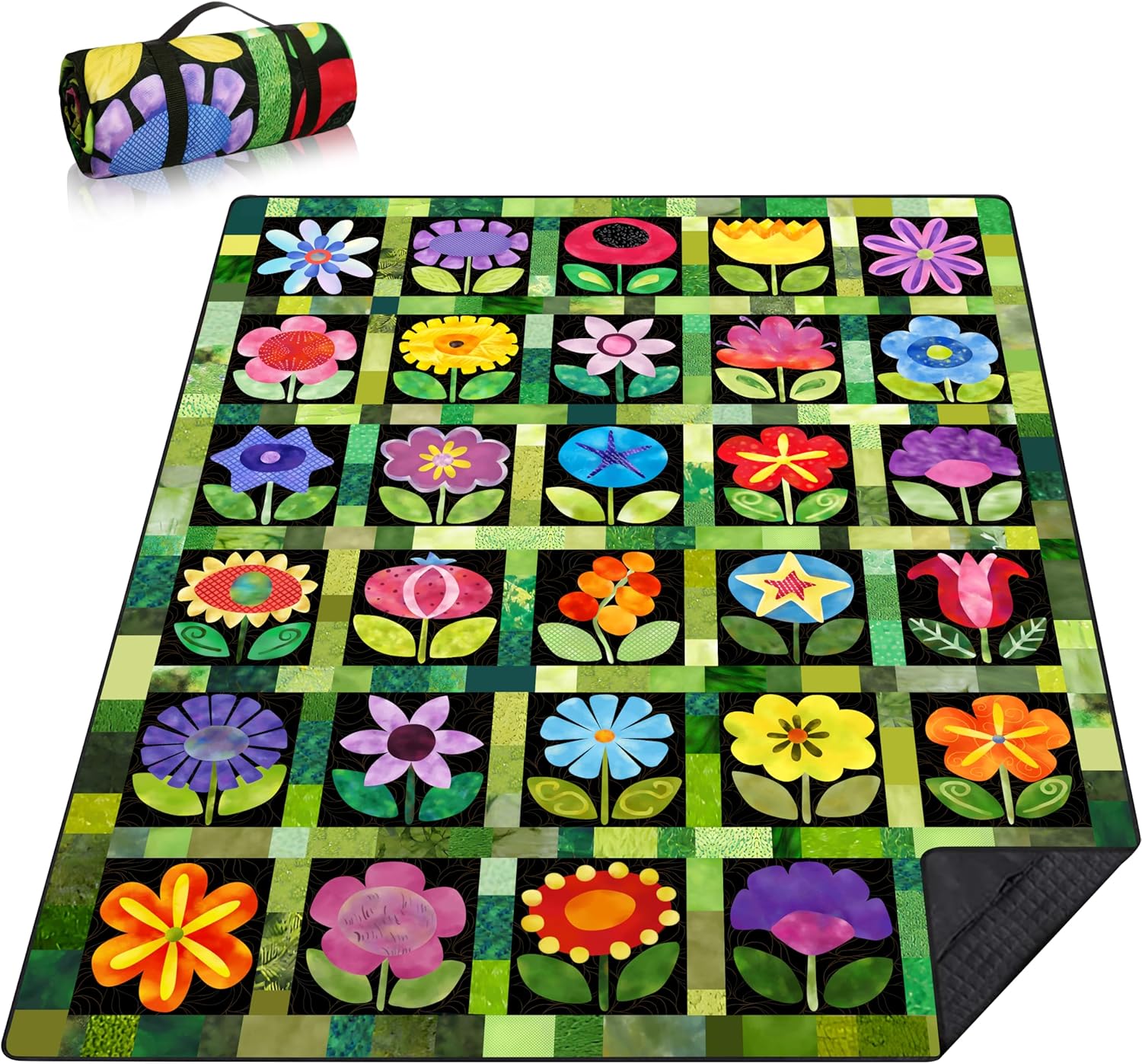 Picnic Blankets Beach Blanket 80" X 80" Extra Large Waterproof Camping Blankets Portable Outdoor Mat 3-Layer Blanket for Beach, Hiking, Park, Music Festival, Grass Lawn,Travel